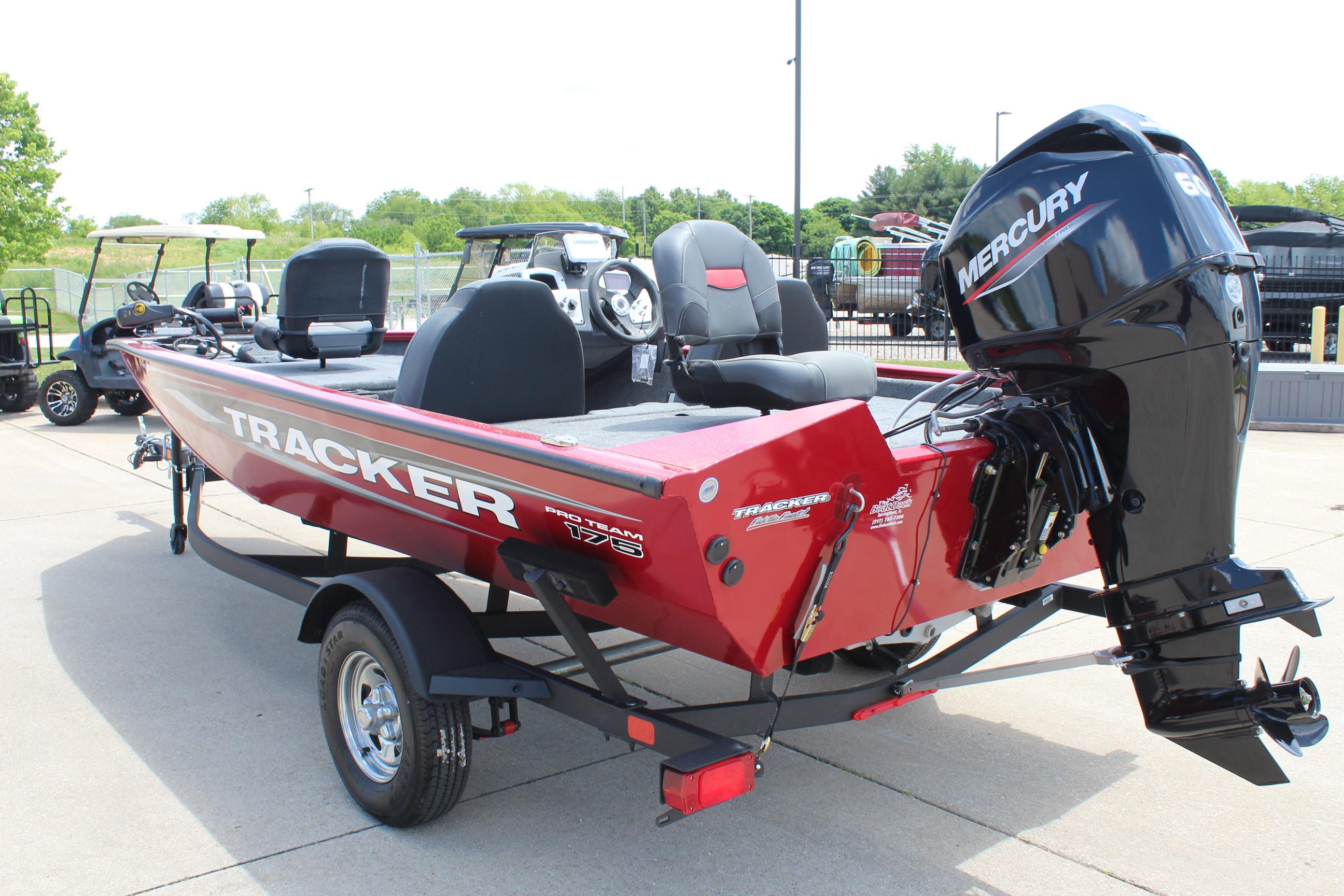 2025 Tracker Pro Team 175 boat with Mercury engine on trailer.