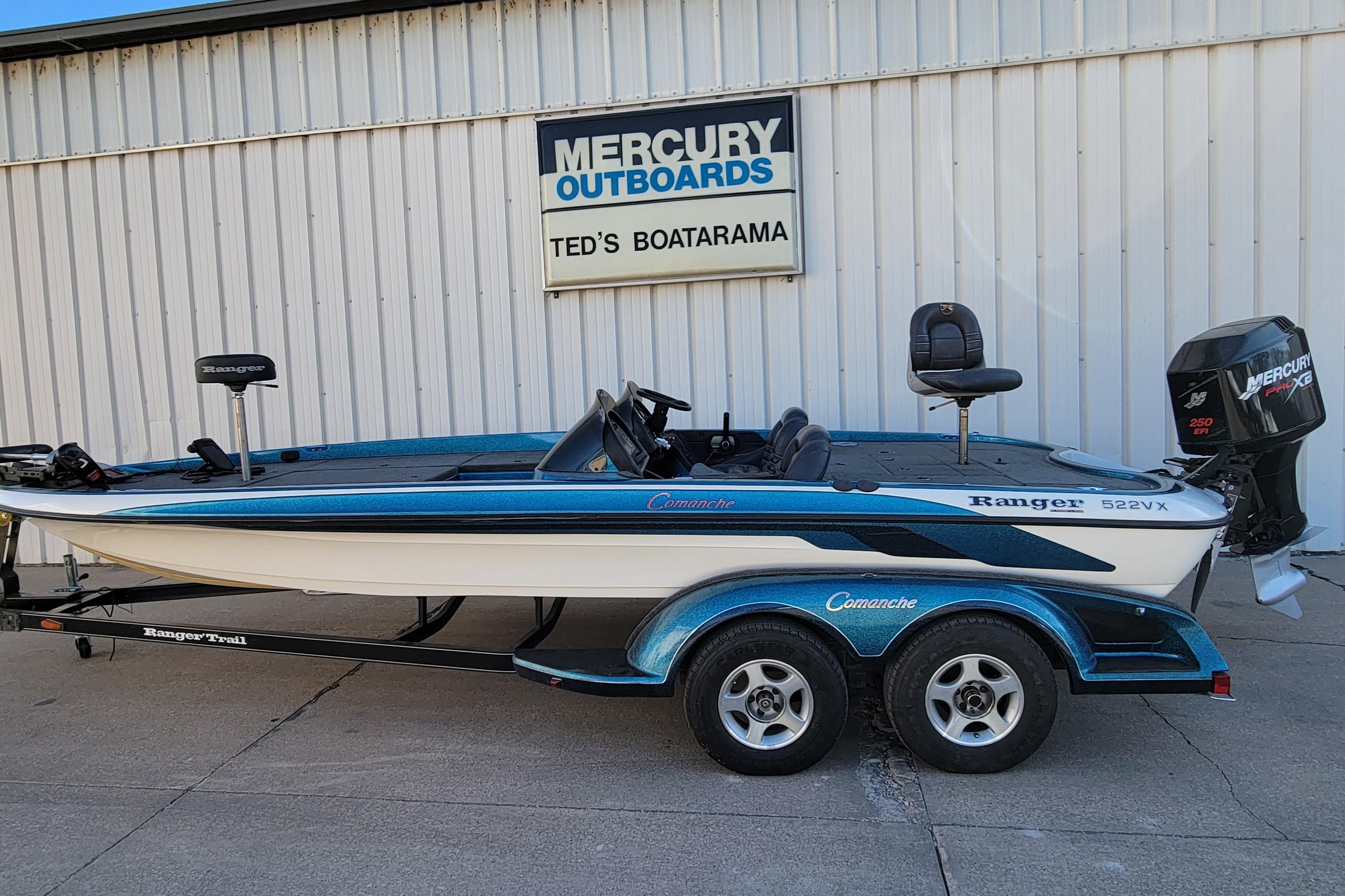 2000 Ranger 522DVX Comanche boat at Ted's Boatarama, featuring Mercury outboard.