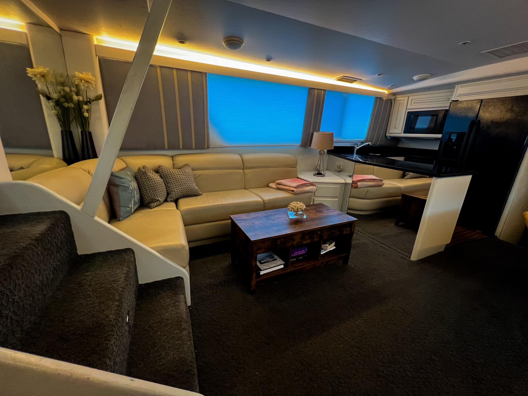 Viking-60 Cockpit Sport Yacht 1996-Sea Tiger FL-US-Luxurious interior of 1996 Viking 60 Cockpit Sport Yacht with modern furnishings and ambient lighting.-9787053 | Thumbnail