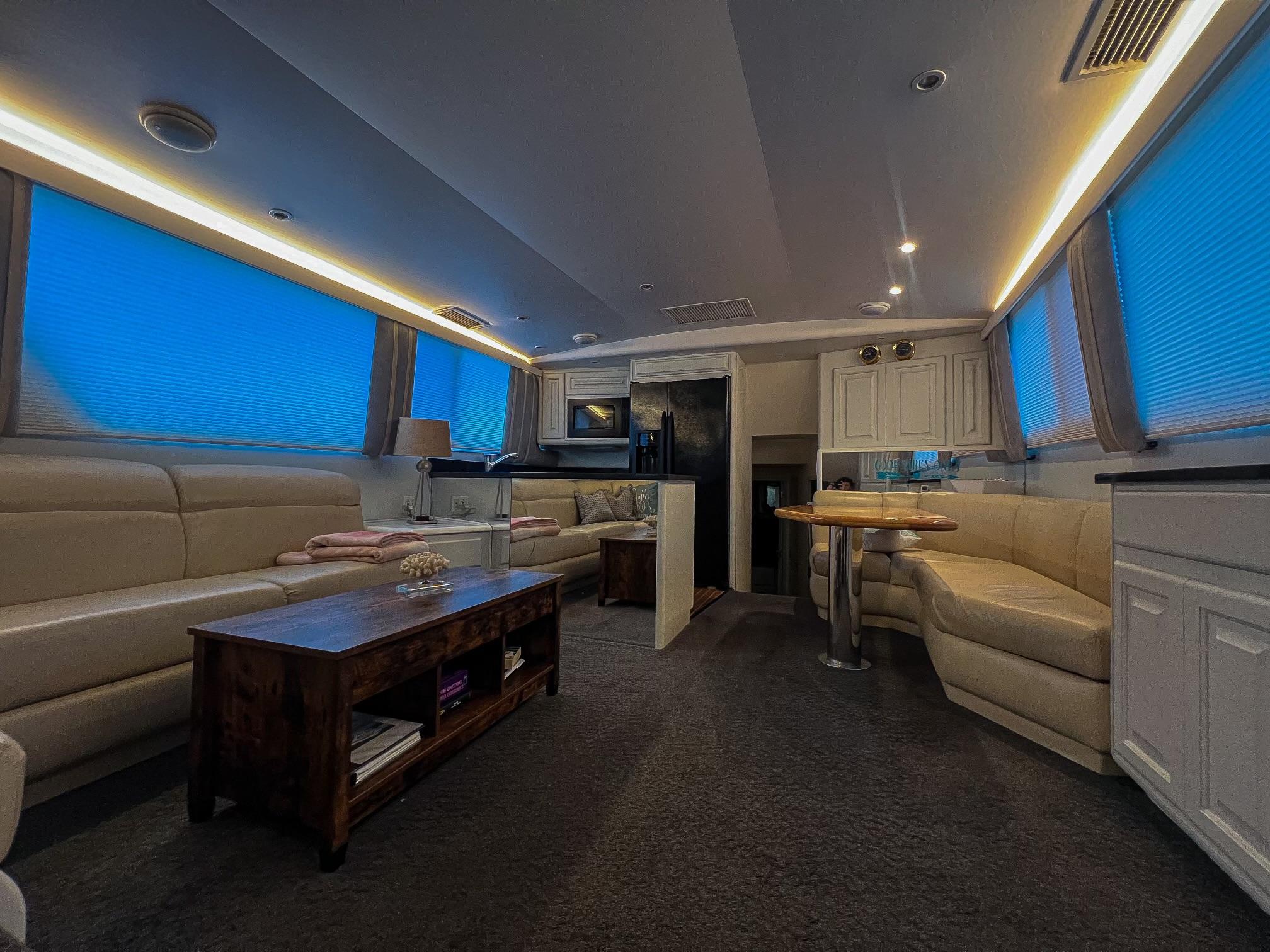Viking-60 Cockpit Sport Yacht 1996-Sea Tiger FL-US-Luxurious interior of a 1996 Viking 60 Cockpit Sport Yacht with elegant seating and ambient lighting.-9787053 | Thumbnail