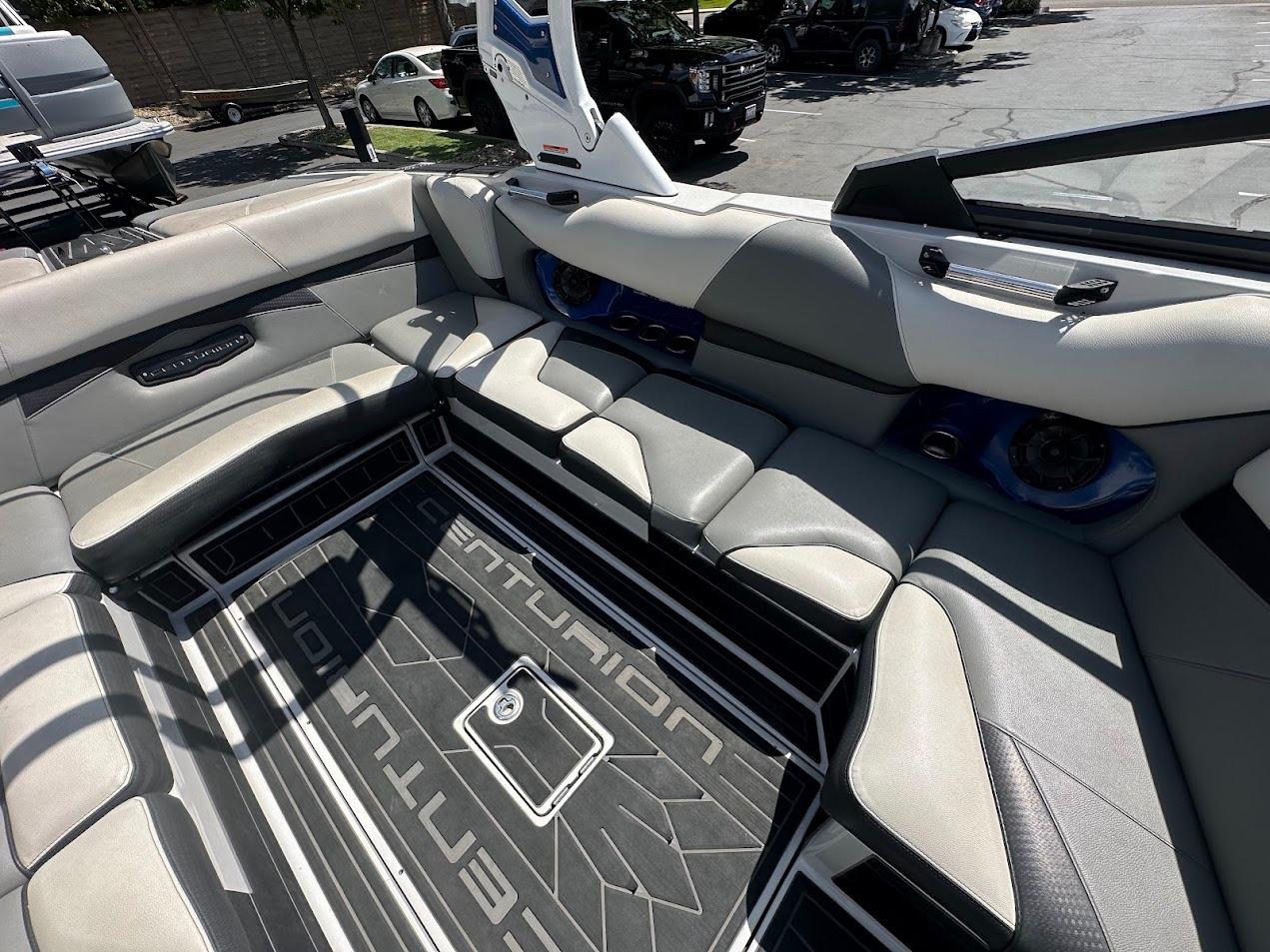 2021 Centurion Fi23 boat interior with spacious seating and modern design.