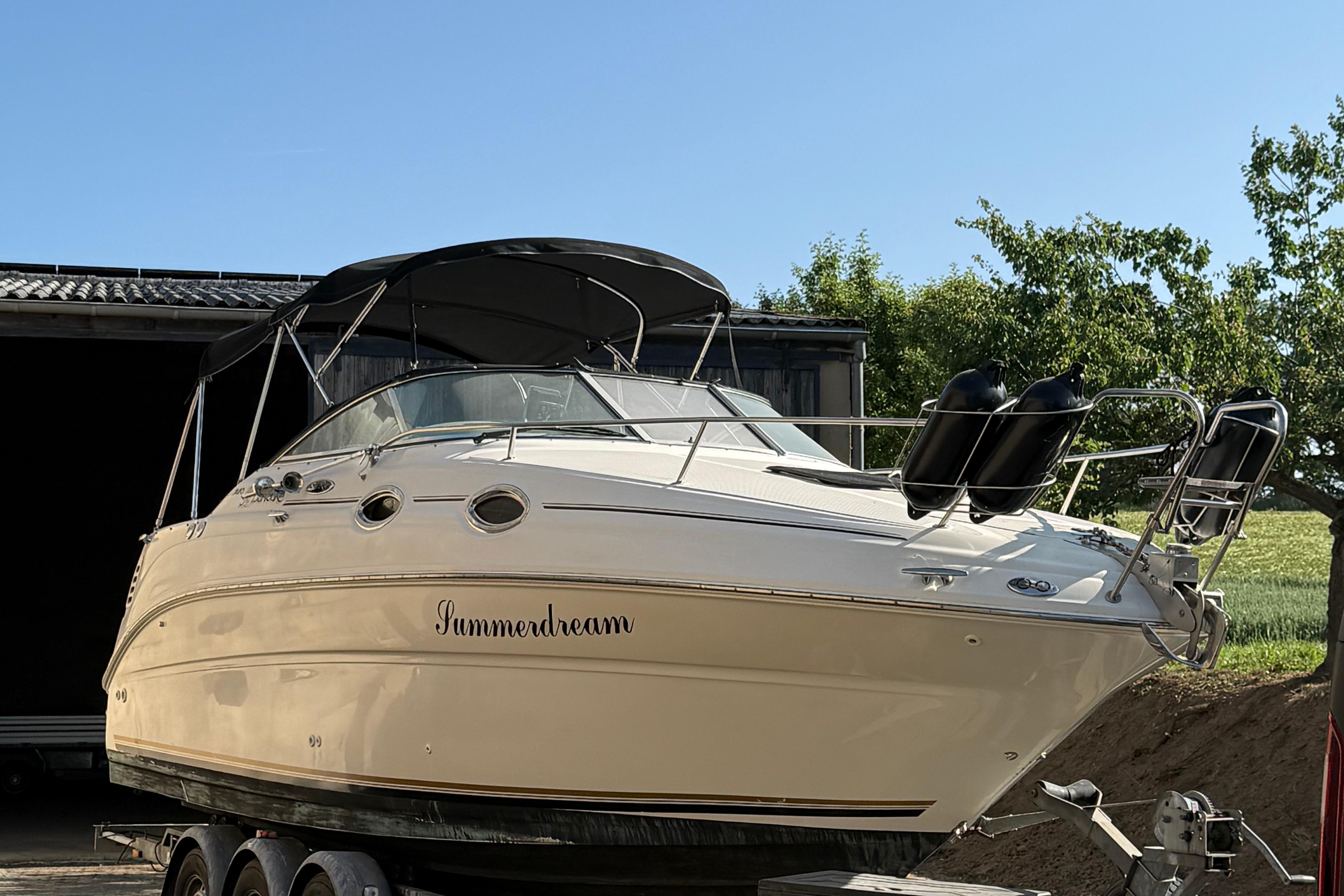 2002 Sea Ray 240 Sundancer boat on trailer, named 