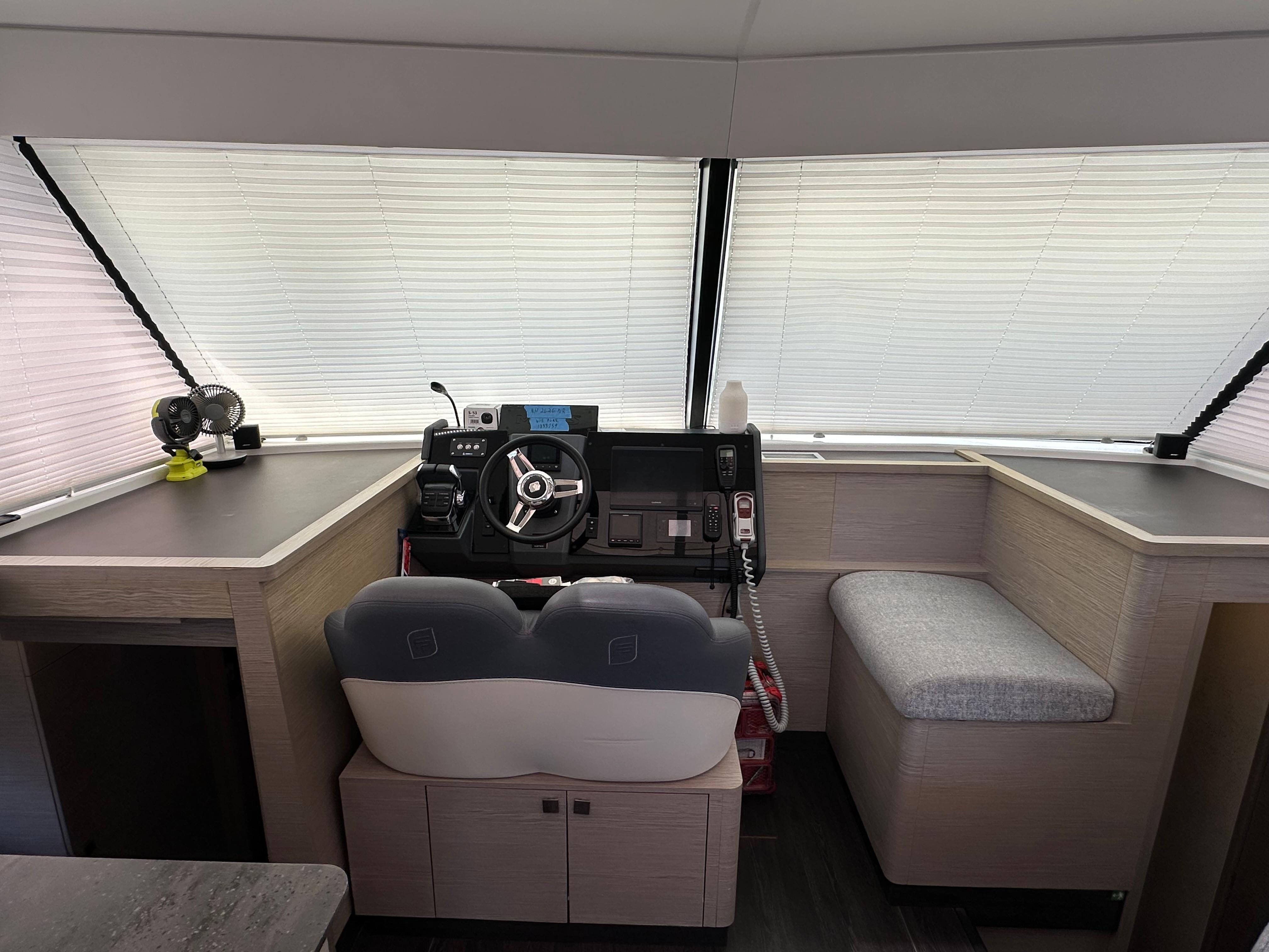 Fountaine Pajot-MY4.S 2021-Vie Pure SC-US-2021 Fountaine Pajot MY4.S helm station with modern controls and seating.-9747125 | Thumbnail