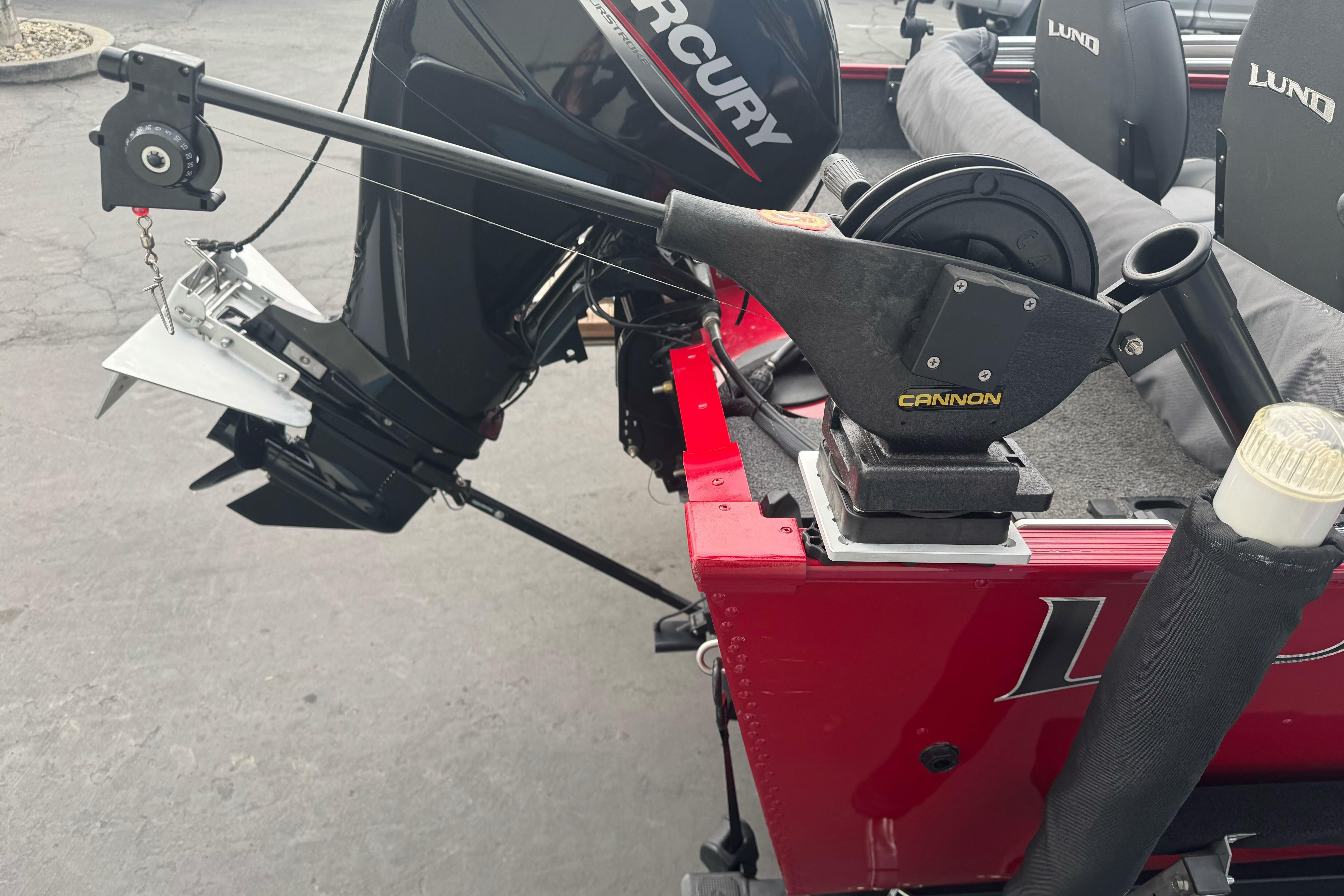 2021 Lund 1650 Angler SS boat with Mercury engine and Cannon downrigger.