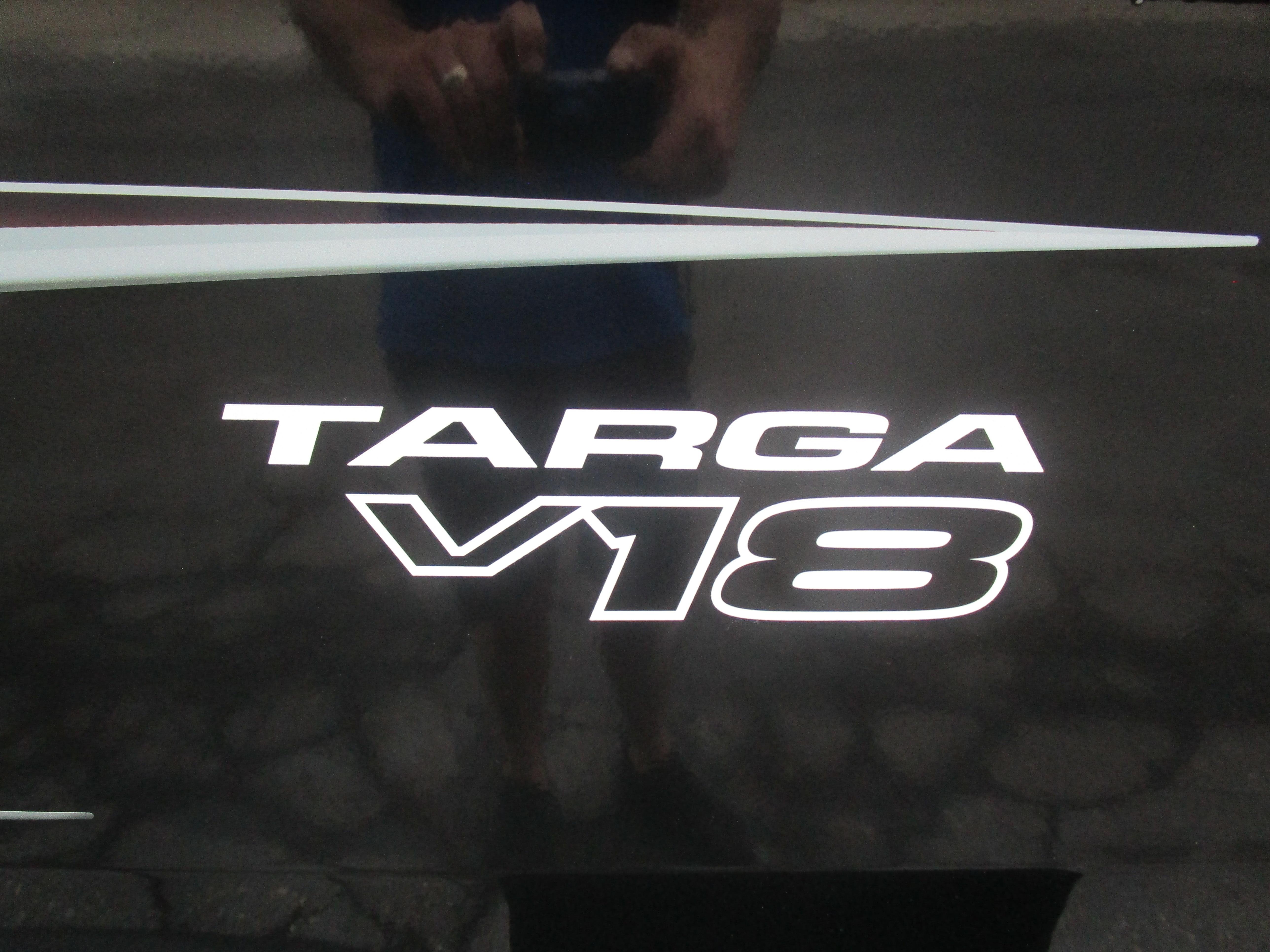 2026 Tracker Targa 18 WT logo on a dark surface.