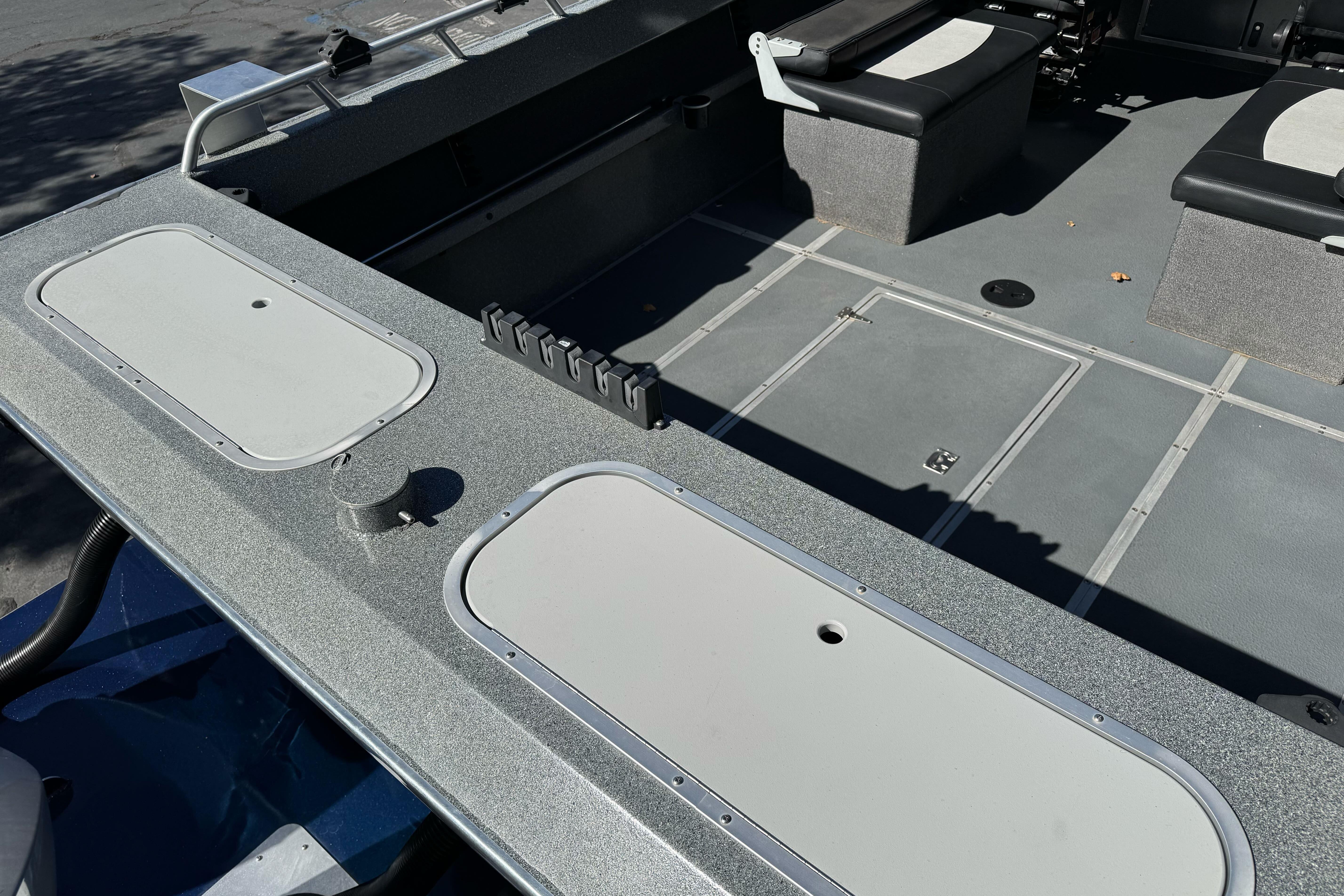 2023 North River 21 X 84 Seahawk boat interior with seating and storage compartments.