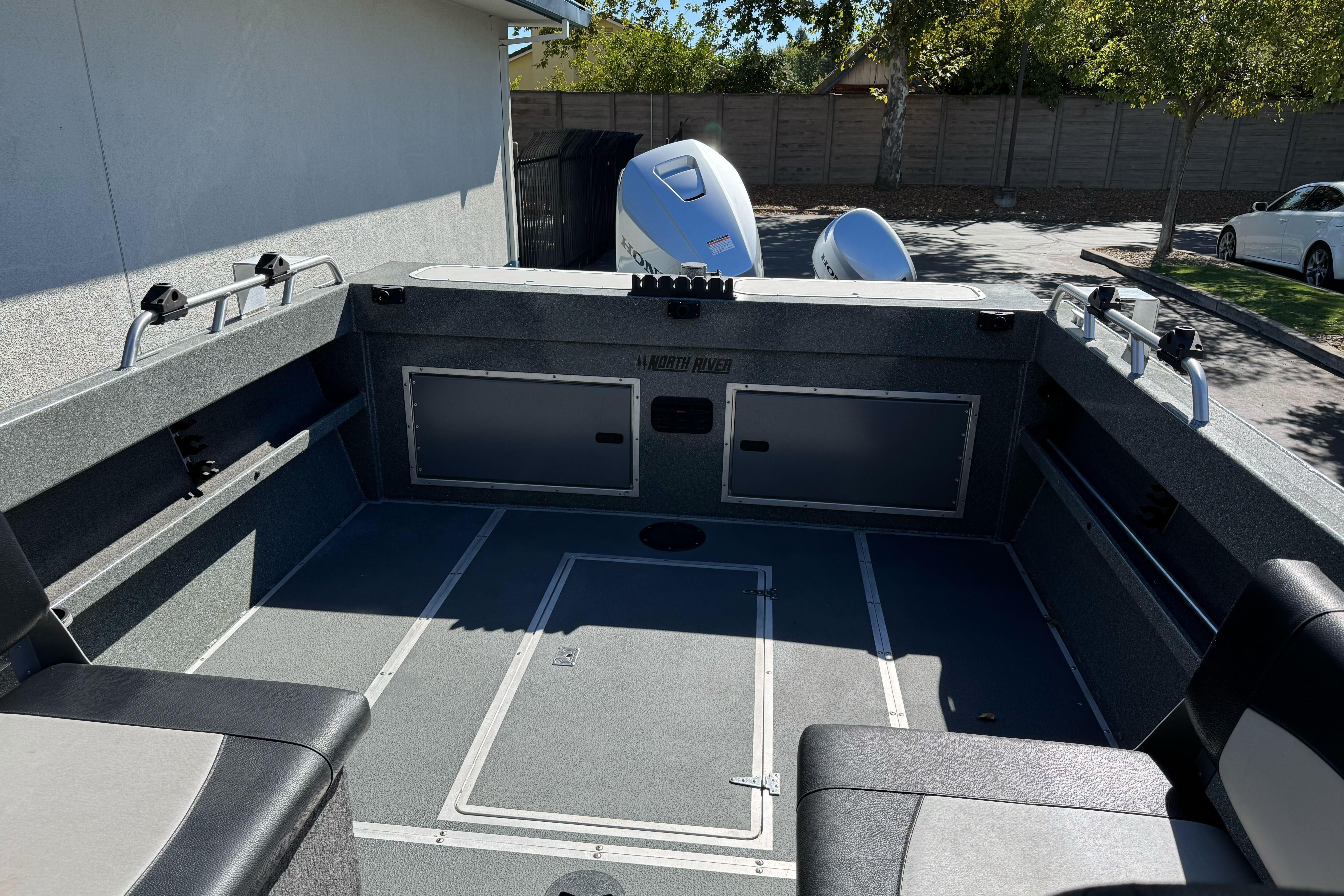 2023 North River 21 X 84 Seahawk boat interior with seating and storage compartments.