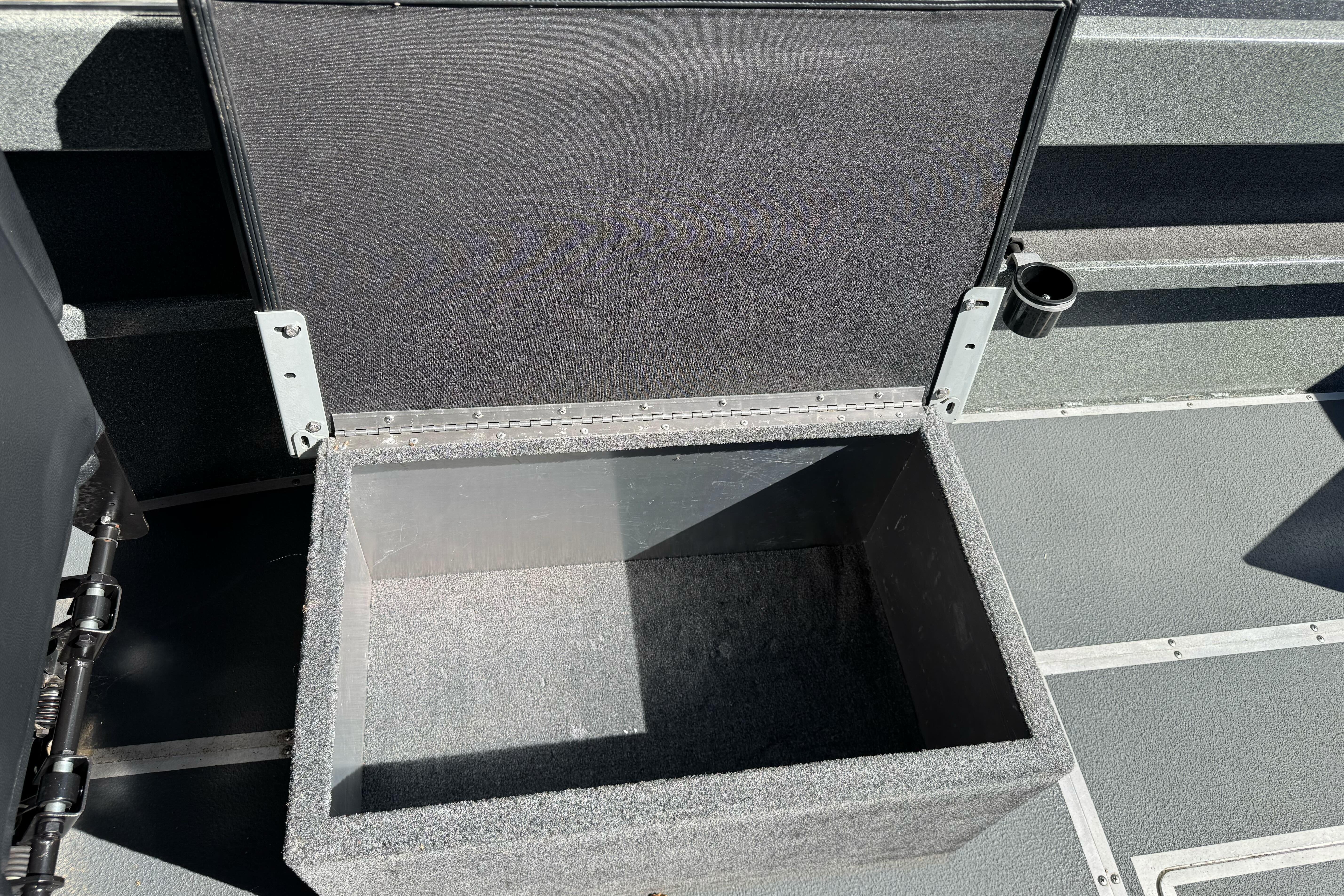 Open storage compartment on 2023 North River 21 X 84 Seahawk boat.