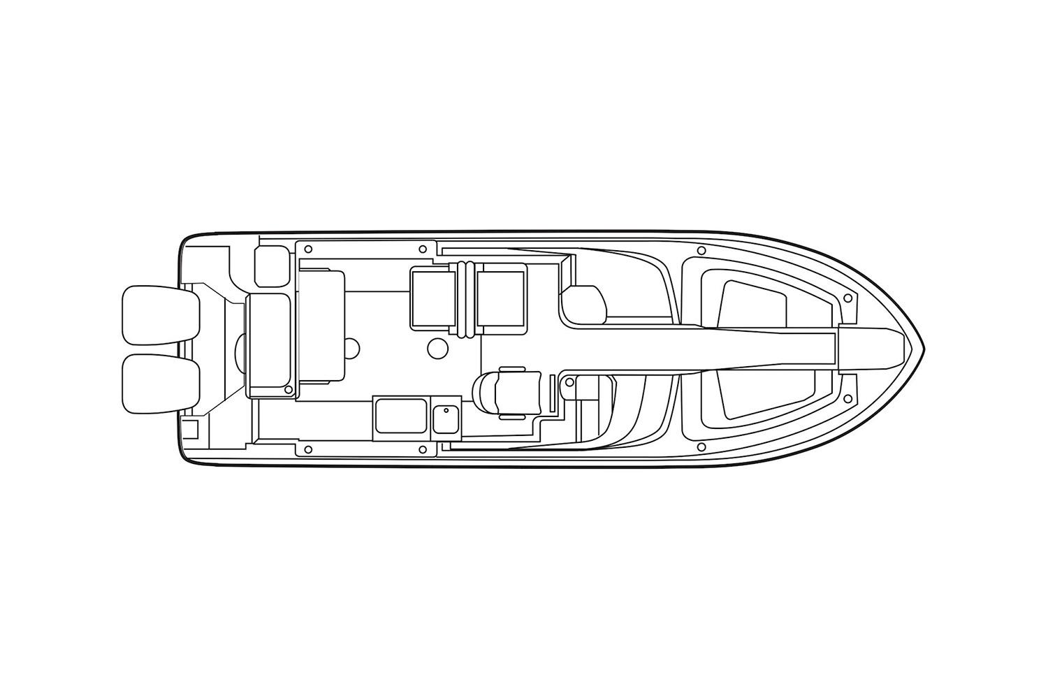 Manufacturer Provided Image: Top view layout of 2023 Grady-White Freedom 275 boat.