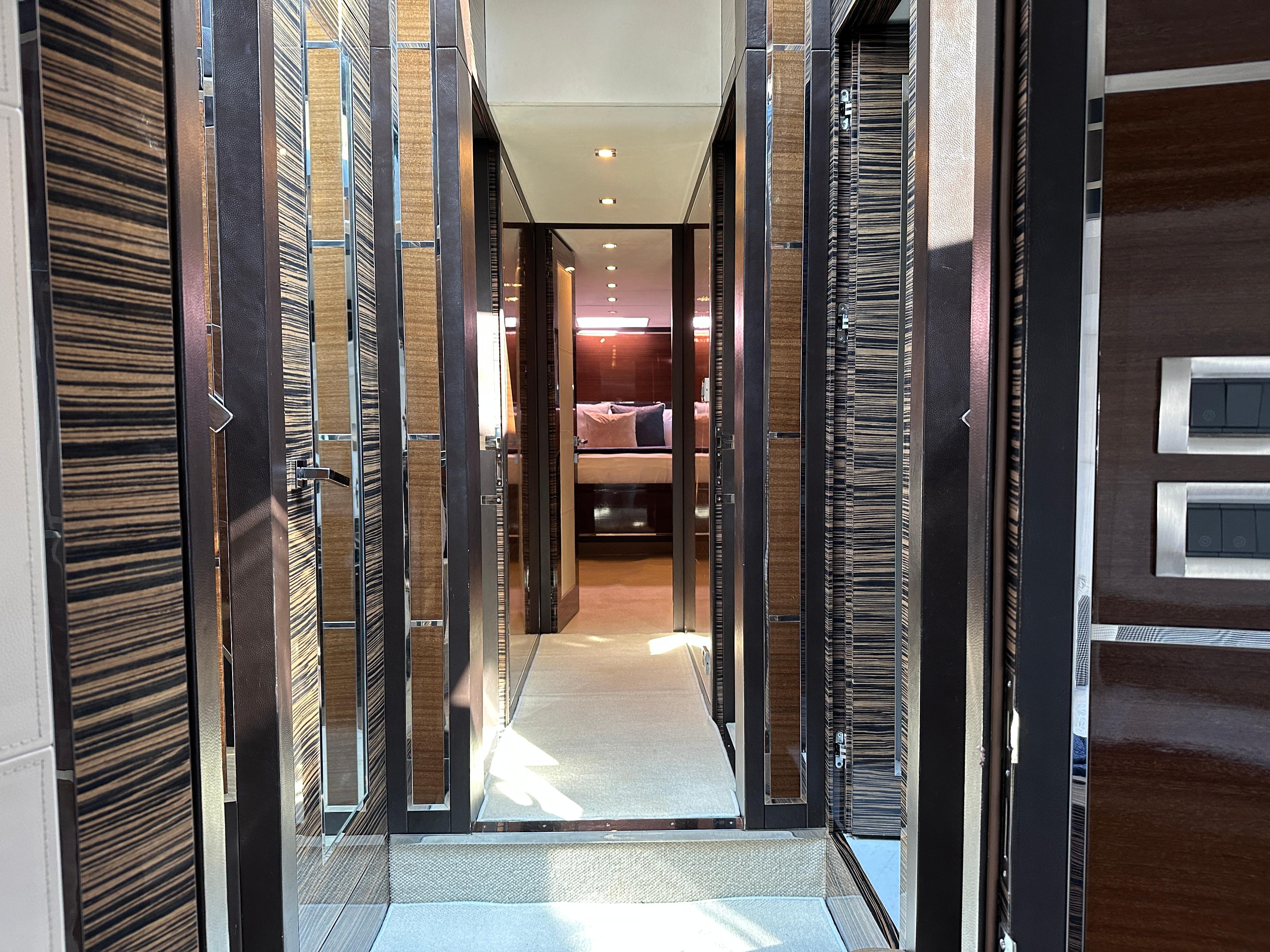 Cheoy Lee-Alpha 87 Express Sportbridge 2014-BBELLA FL-US-Luxurious interior hallway of 2014 Cheoy Lee Alpha 87 Express Sportbridge yacht.-9807207 | Thumbnail