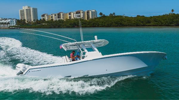 Invincible 37 DOWN THE LINE - Starboard Profile Running Shot
