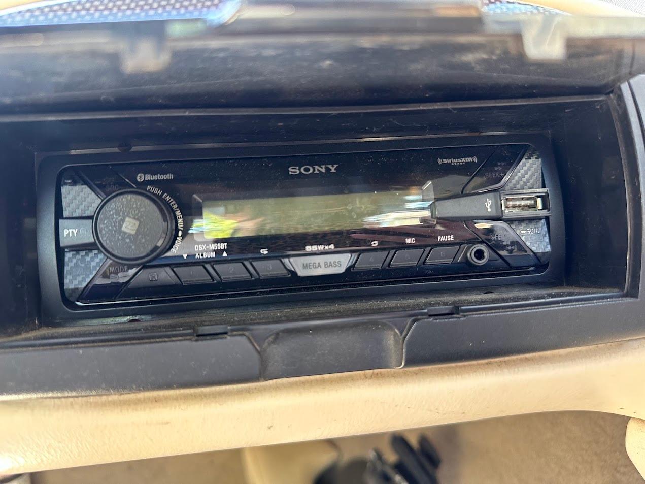 Sony car stereo in a 2001 Larson SEi 190 boat dashboard.