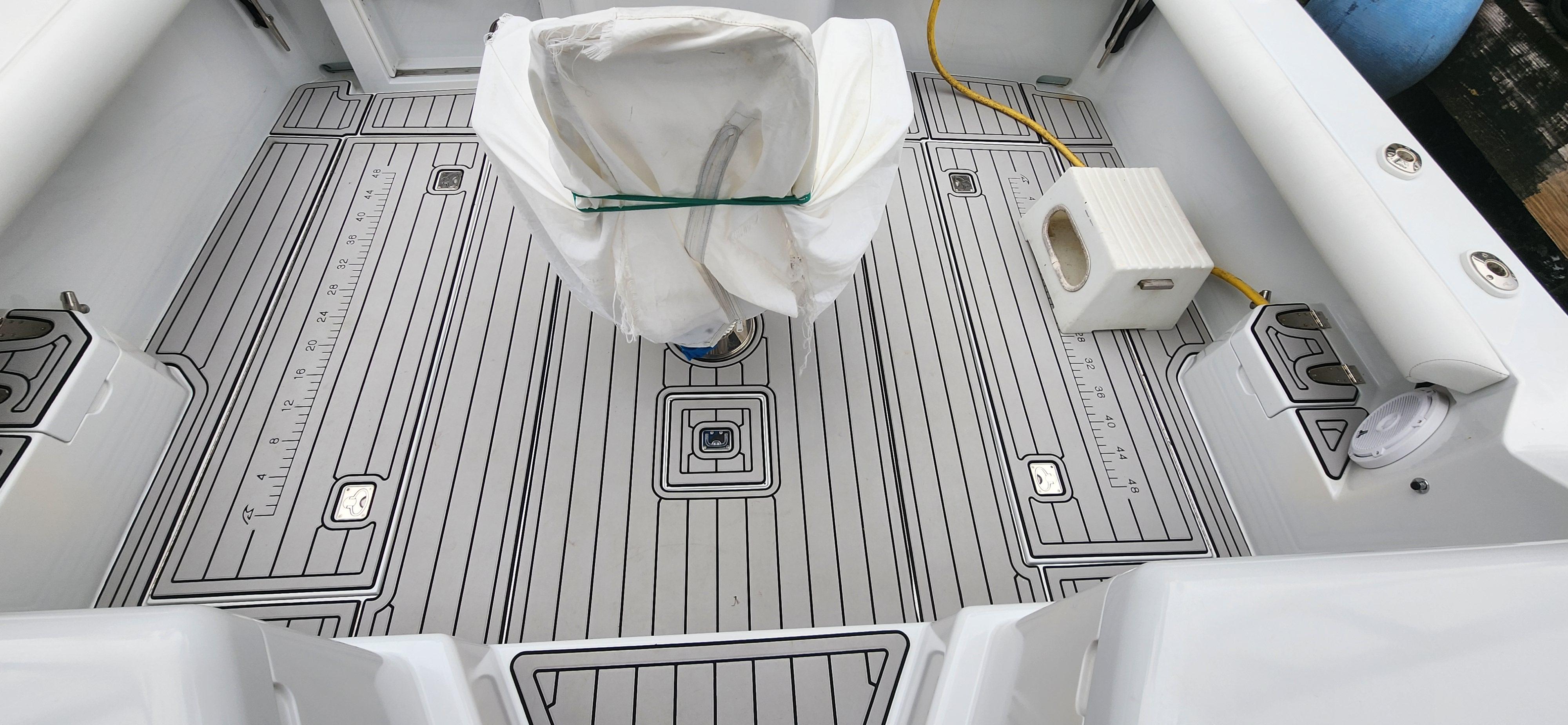 Cabo-35 Express 1995 -AL-US-1995 Cabo 35 Express boat deck with custom flooring and covered seat.-9547451 | Thumbnail
