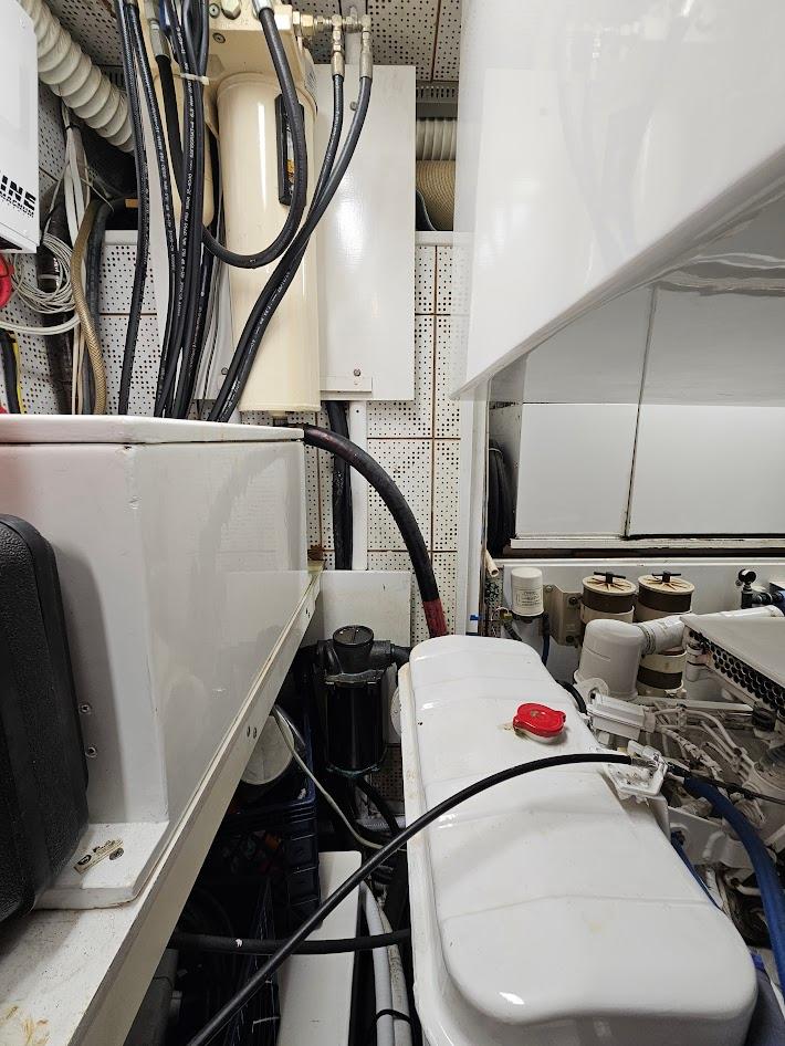 DeFever-53 POC 1987 -WA-US-Engine room of 1987 DeFever 53 POC yacht with visible machinery and cables.-9787461 | Thumbnail