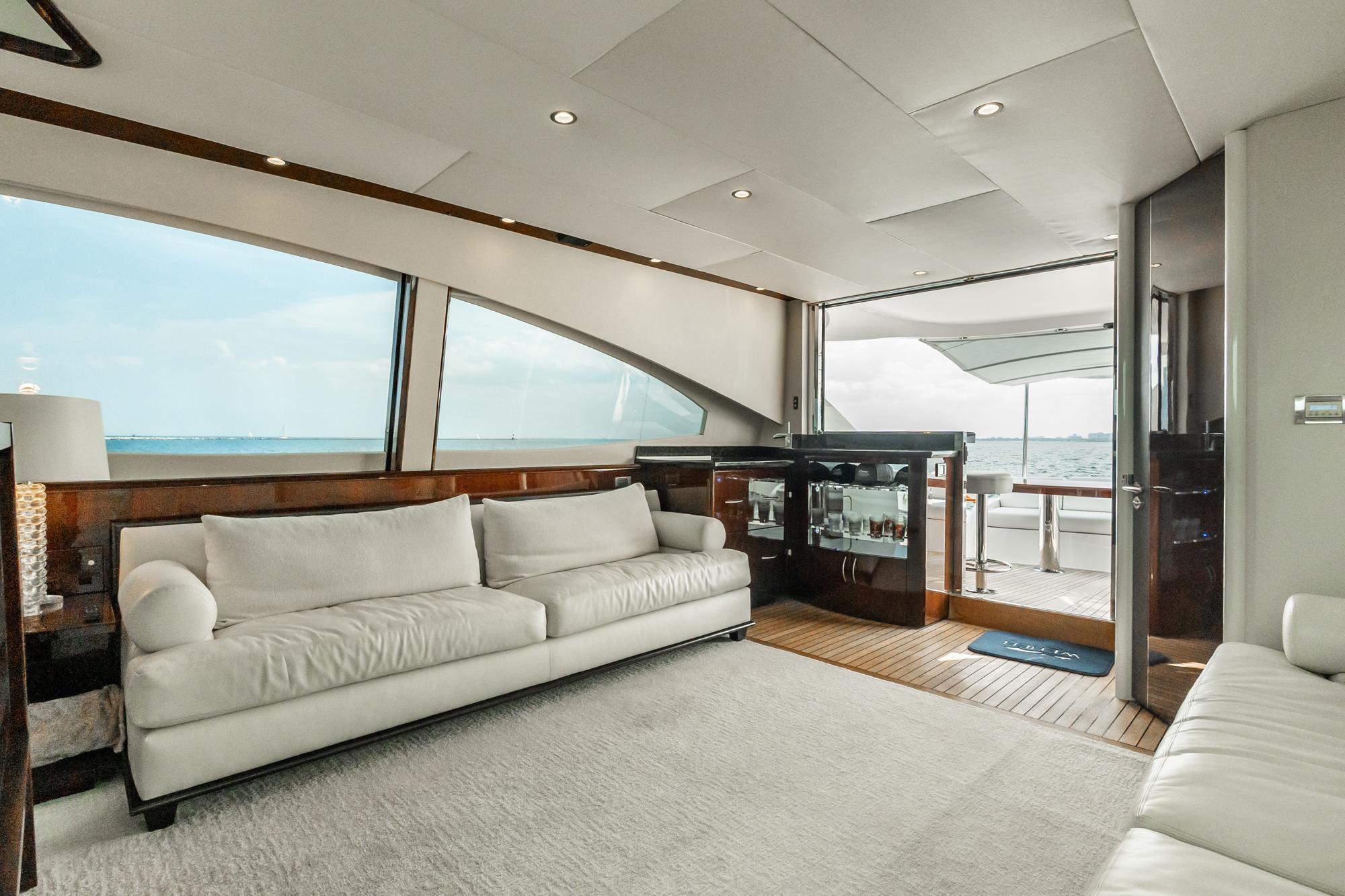 Lazzara-78 LSX TWIN ENGINES 2010-LATITUDE IL-US-Luxurious interior of 2010 Lazzara 78 LSX yacht with ocean view and elegant furnishings.-9307533 | Thumbnail
