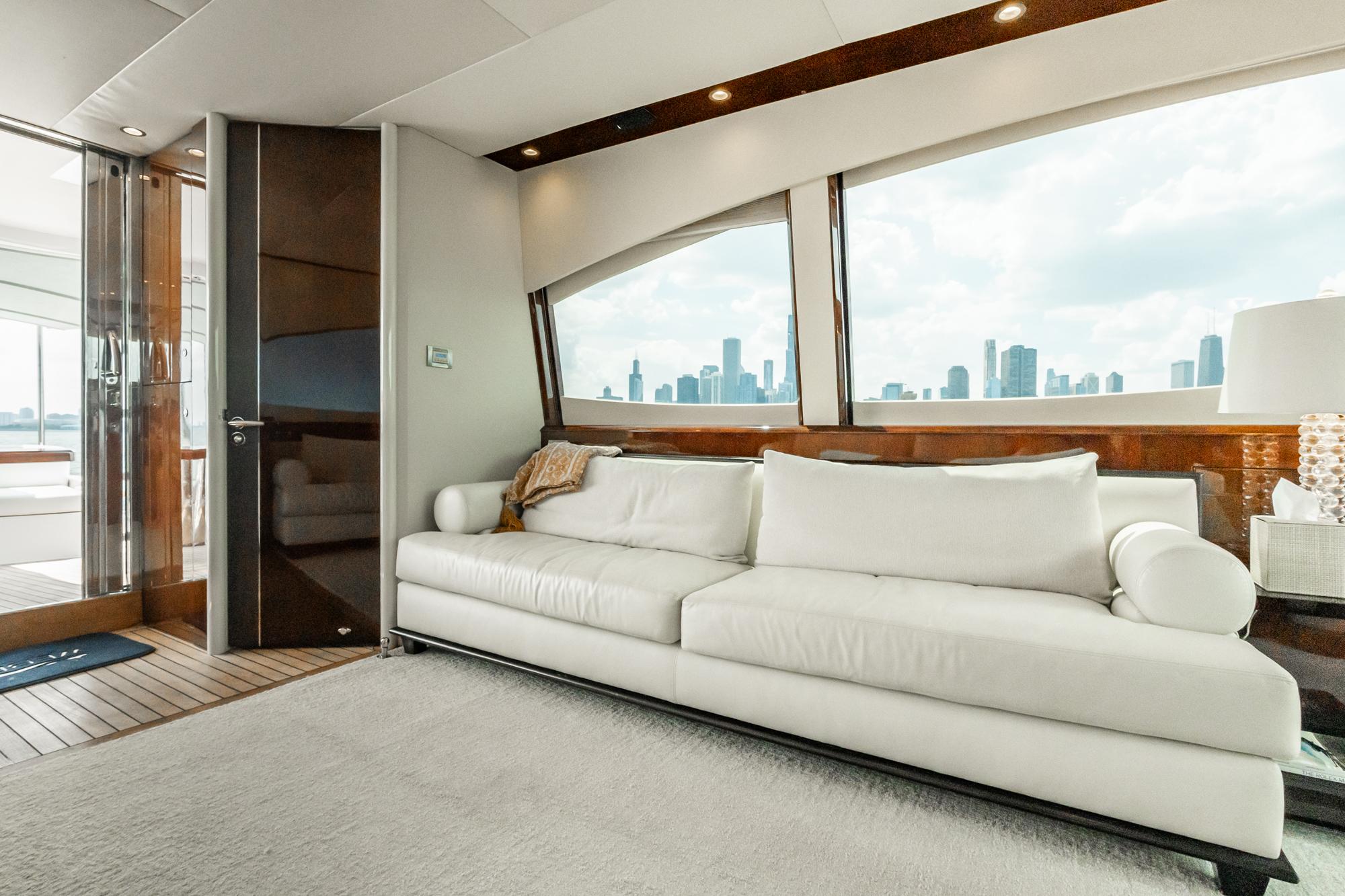 Lazzara-78 LSX TWIN ENGINES 2010-LATITUDE IL-US-Luxurious interior of 2010 Lazzara 78 LSX yacht with city skyline view.-9307533 | Thumbnail