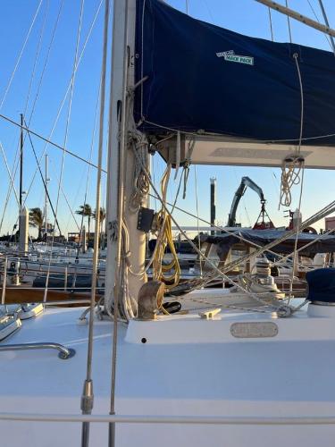 1985 Gib'Sea 126 sailboat docked, featuring rigging and mast details.