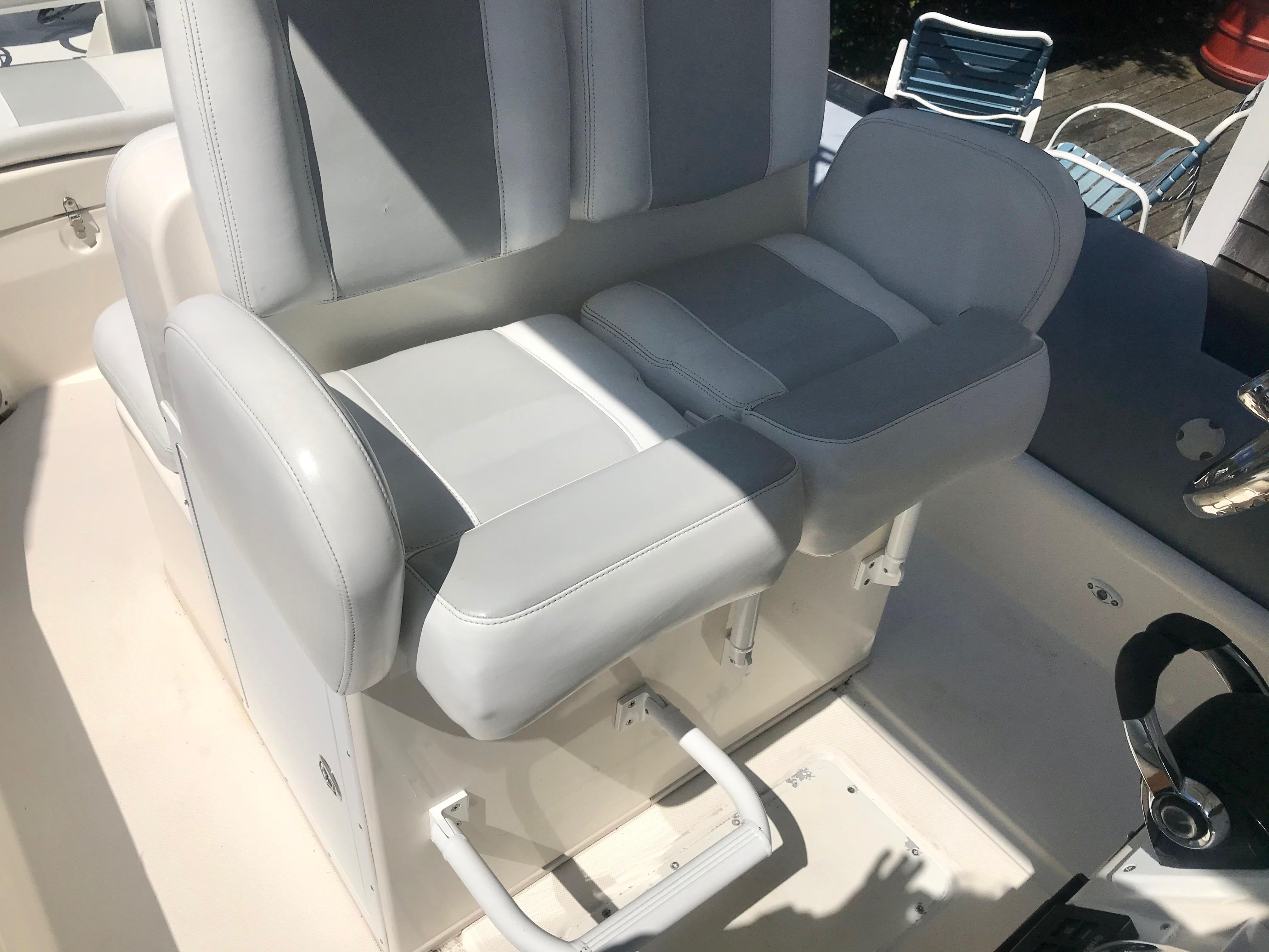 28 ft Zodiac Pro Optimum Seat Bolsters down with Foot Rests