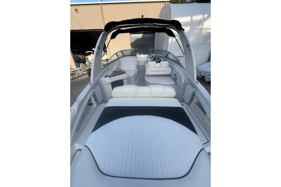 2007 Crownline 320 LS boat interior with white seating and sleek design.