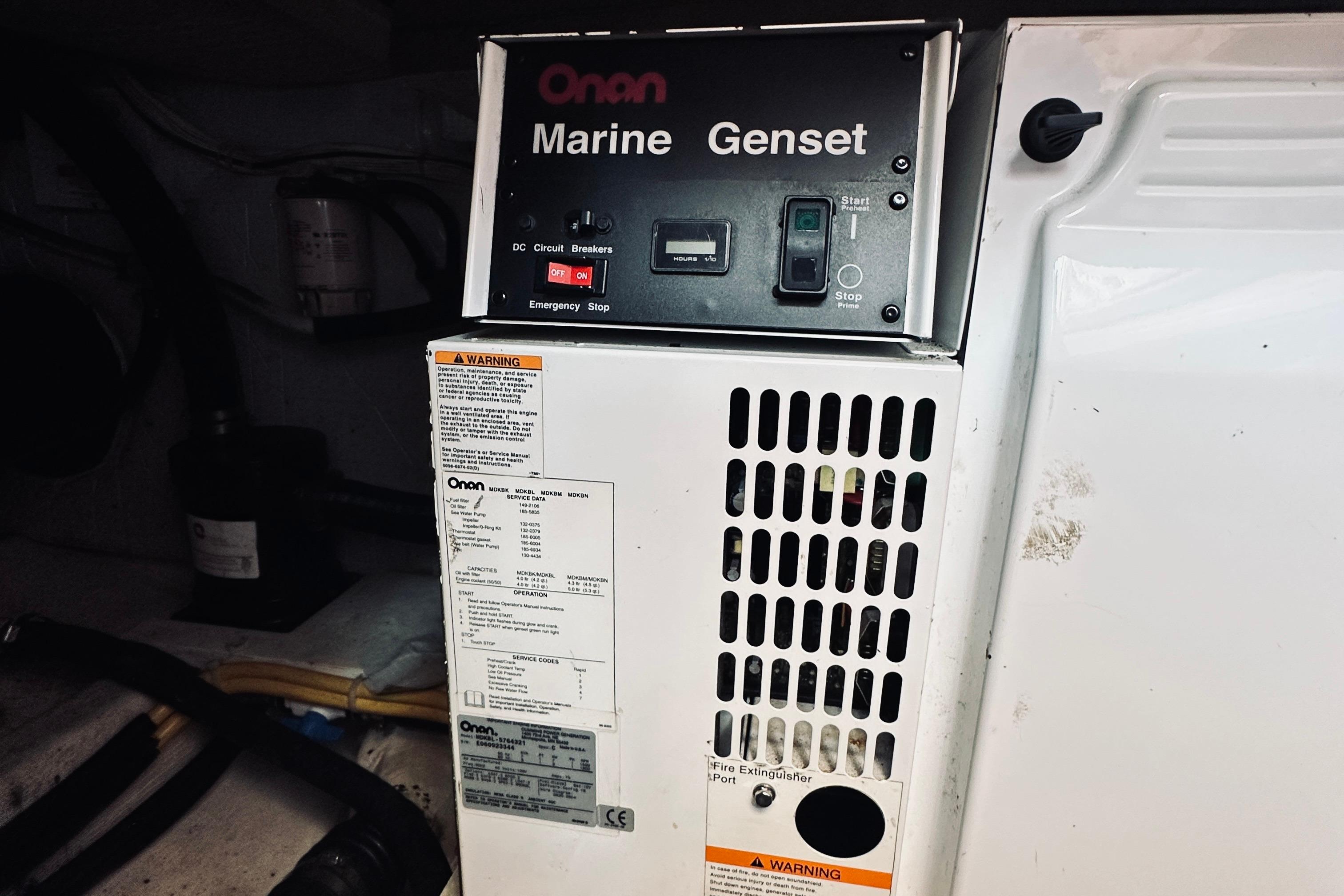 Onan Marine Genset in 2007 Sabreline 34 Express boat engine room.
