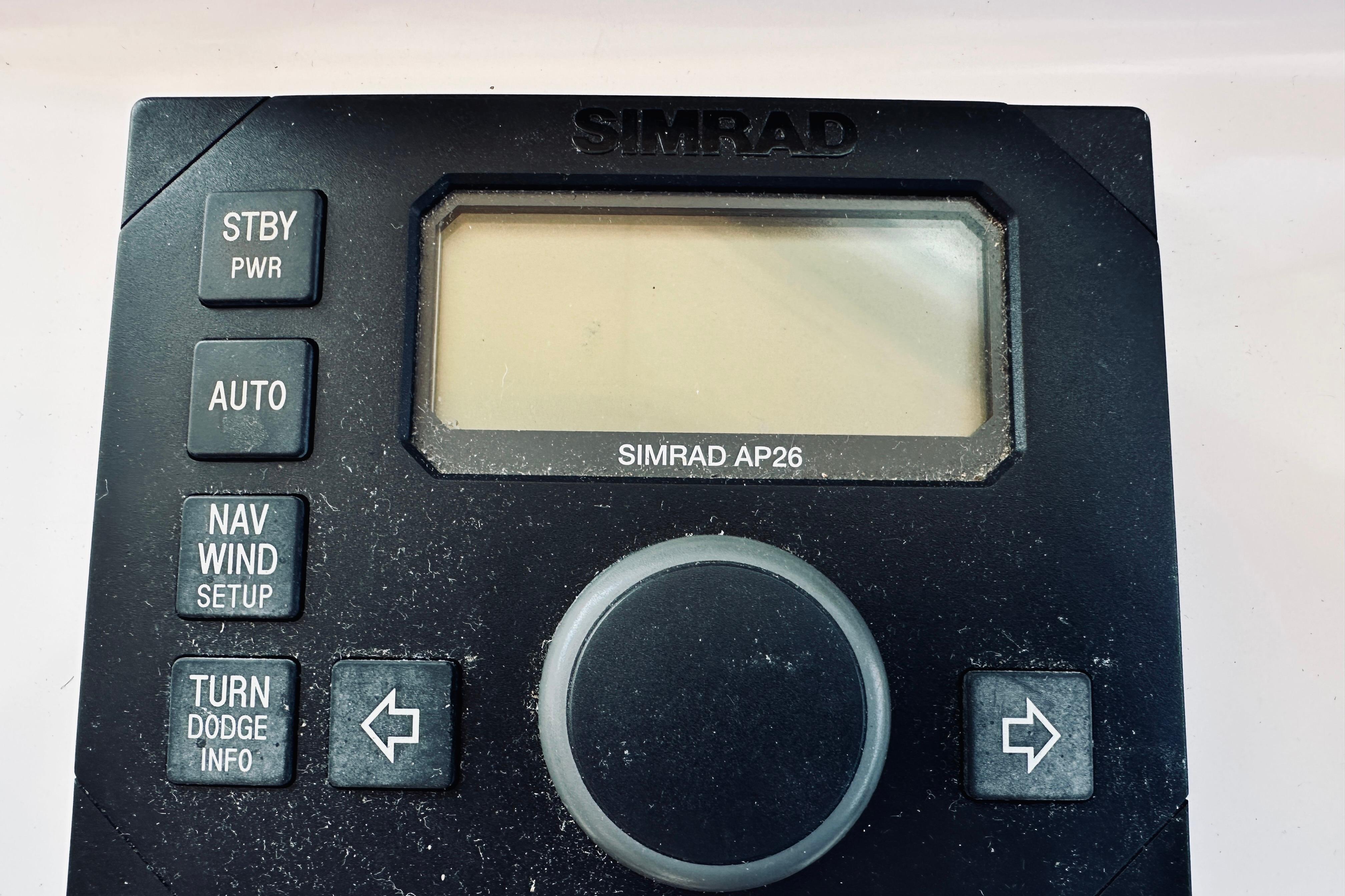 Simrad AP26 autopilot control panel on 2007 Sabreline 34 Express boat.