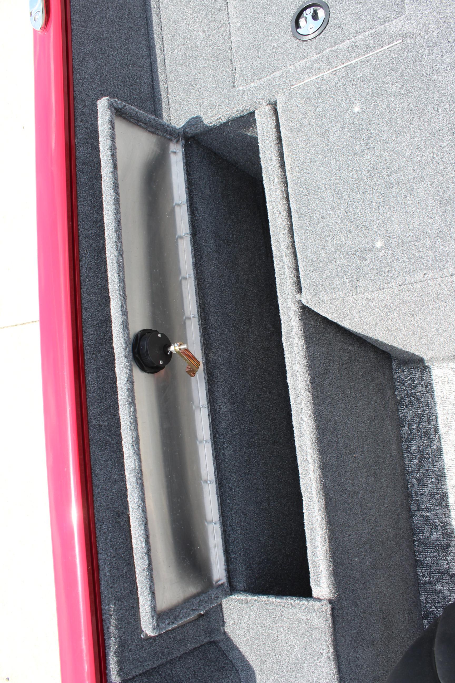 2025 Tracker Pro Guide V-175 Combo boat interior storage compartment.