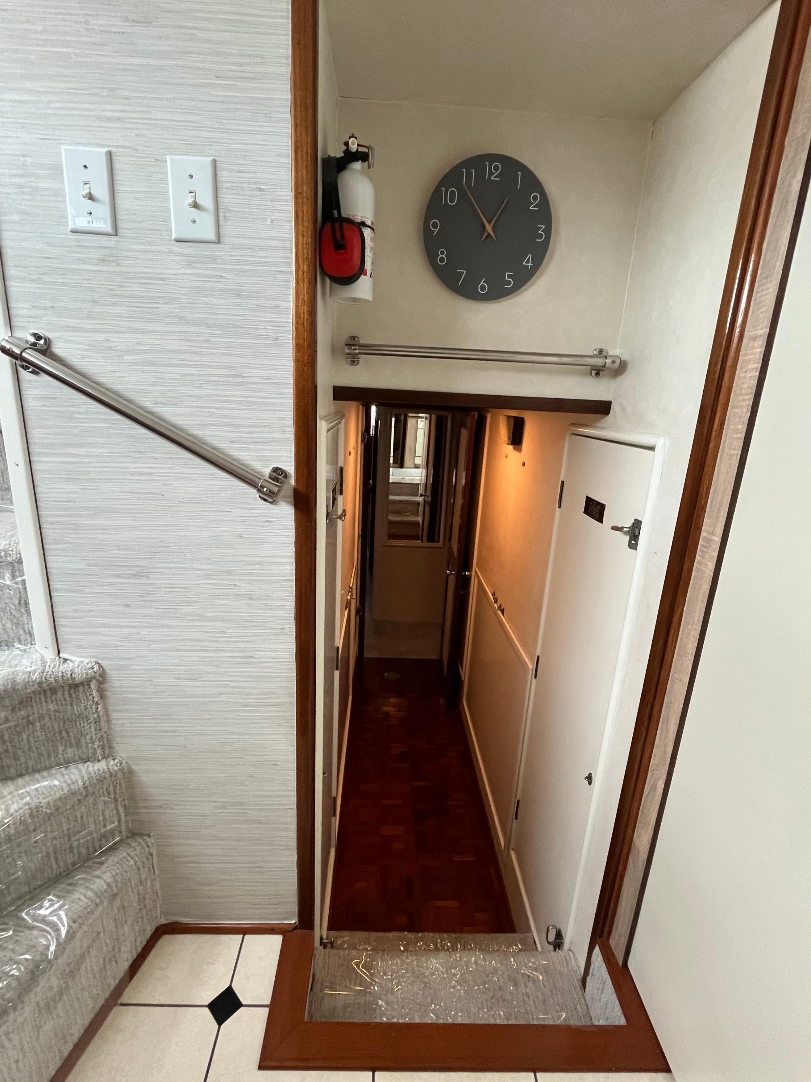 Hallway from galley to engine rooms/staterooms