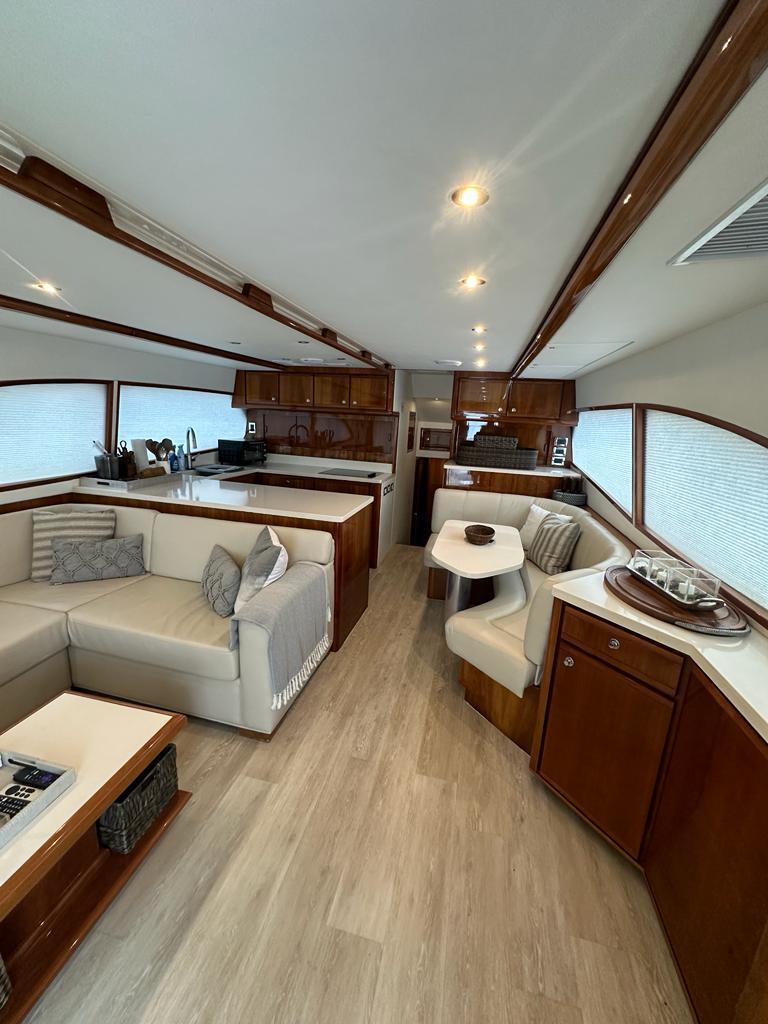 Bertram-510 Convertible 2002 -PR-Spacious interior of a 2002 Bertram 510 Convertible yacht with modern furnishings.-9177717 | Thumbnail