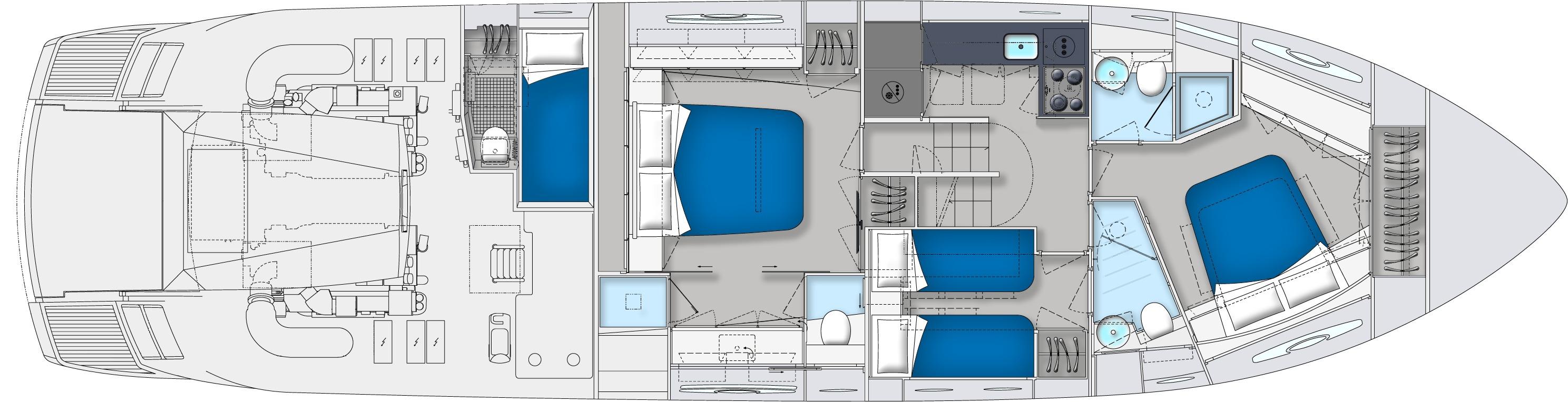 Manufacturer Provided Image: Pershing 62 4 Cabin Layout Plan
