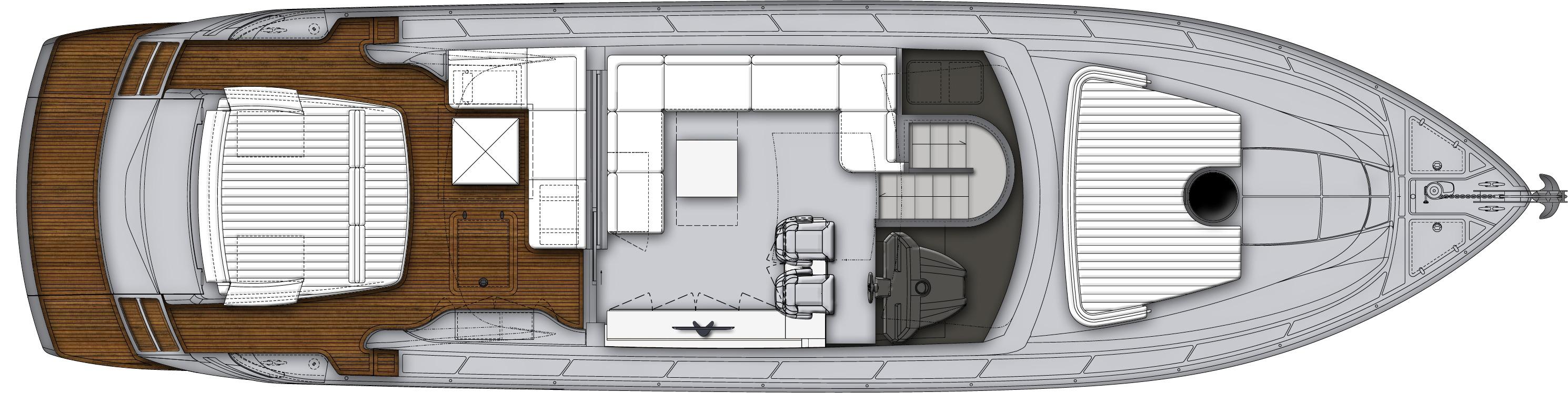 Manufacturer Provided Image: Manufacturer Provided Image: Pershing 62 Upper Deck Layout Plan