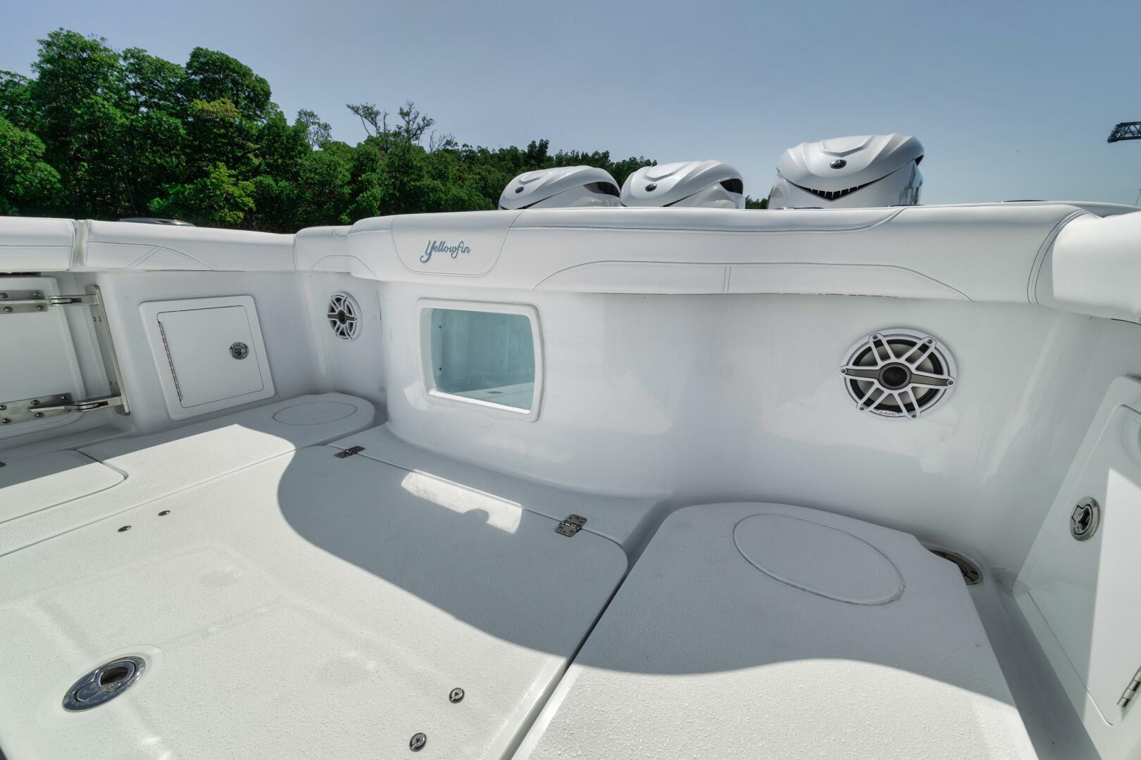 Yellowfin-36 Offshore 2025-36 Offshore FL-US-2025 Yellowfin 36 Offshore boat deck with storage compartments and speakers.-9817861 | Thumbnail