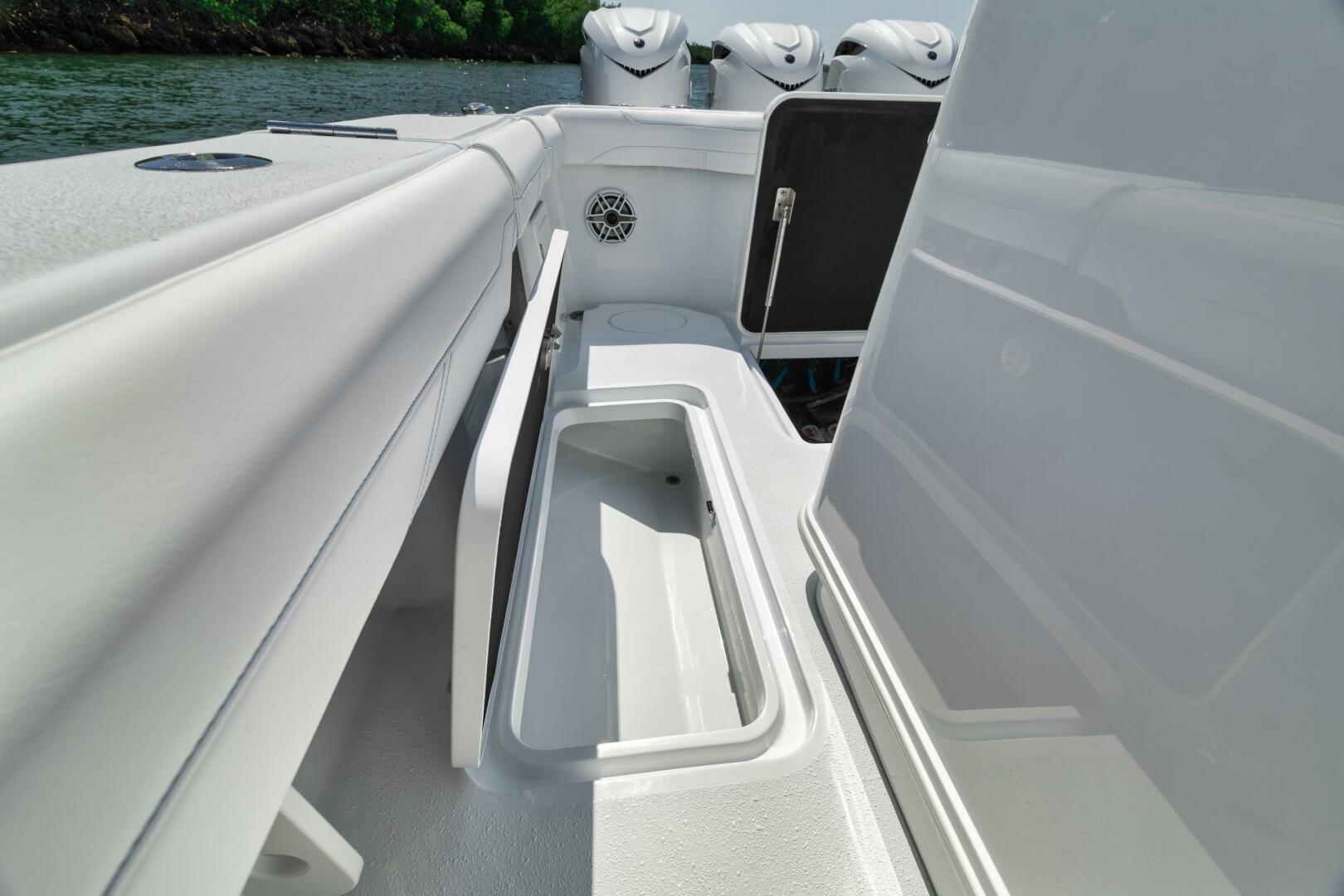 Yellowfin-36 Offshore 2025-36 Offshore FL-US-2025 Yellowfin 36 Offshore boat interior with storage compartment and sleek design.-9817861 | Thumbnail