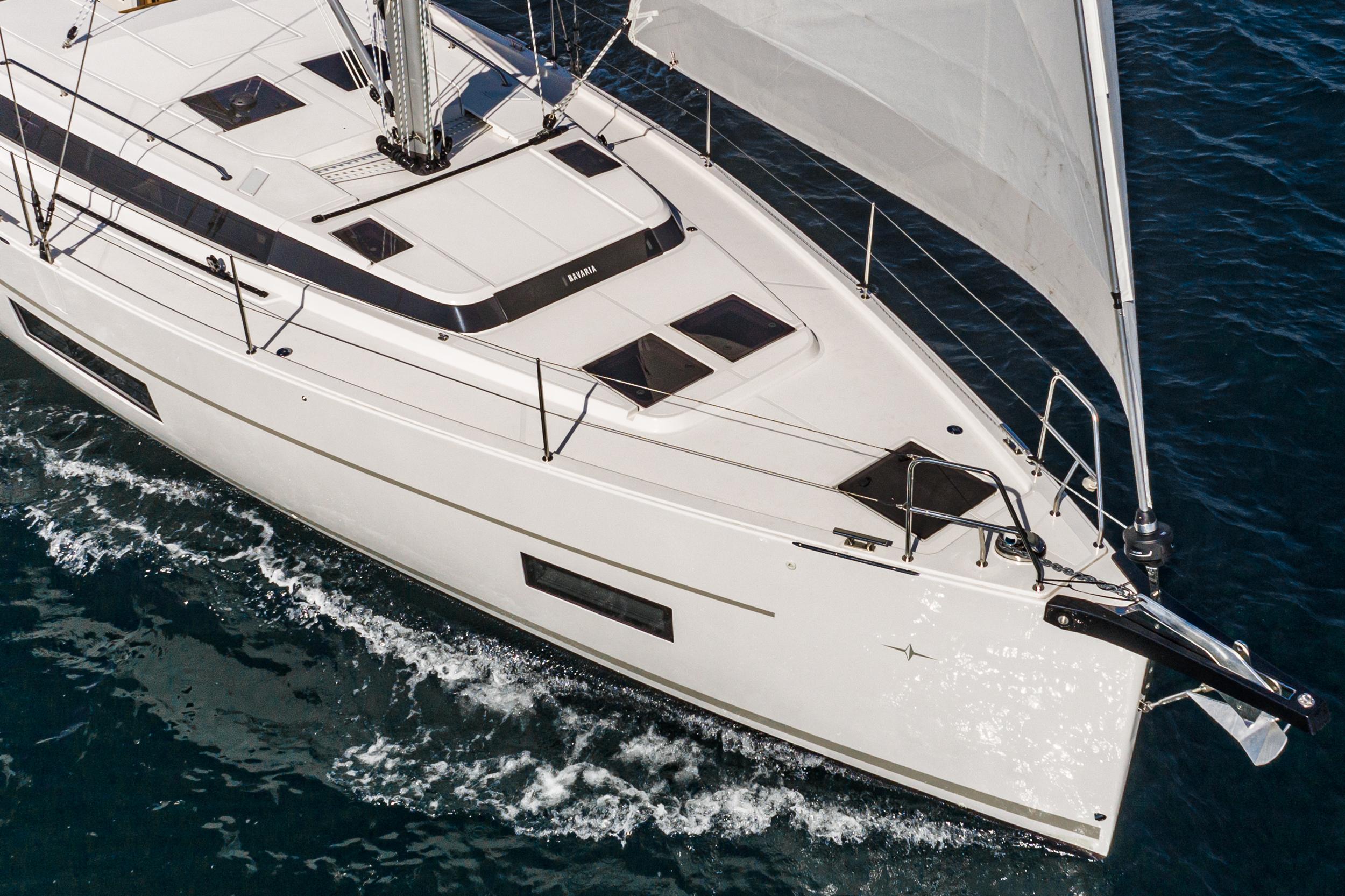 Bavaria-C45 2024-In stock and availabe now CA-US-2024 Bavaria C45 yacht sailing on open water, showcasing sleek design and modern features.-9712200 | Thumbnail