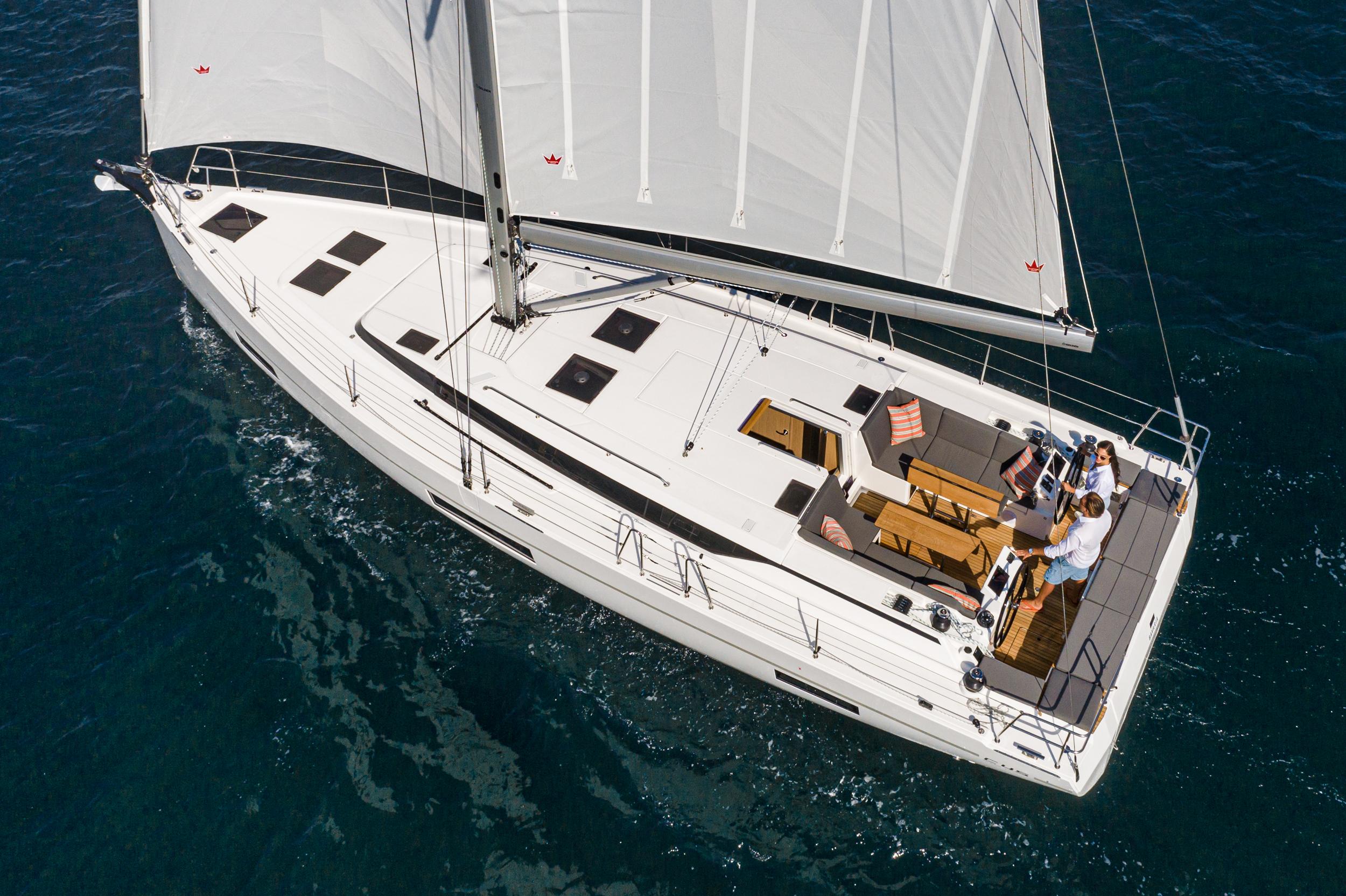 Bavaria-C45 2024-In stock and availabe now CA-US-2024 Bavaria C45 sailing yacht on open water, featuring spacious deck and modern design.-9712200 | Thumbnail