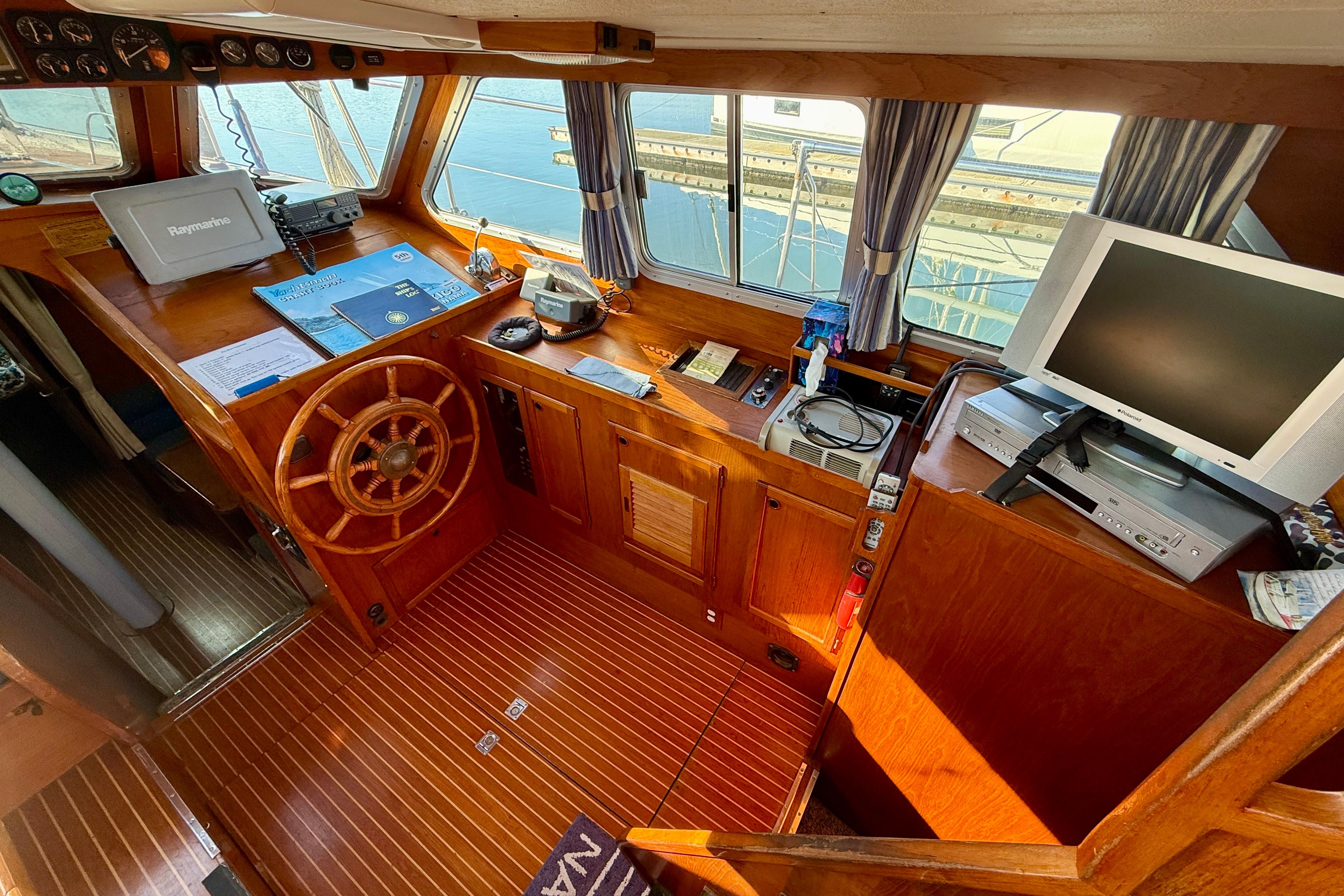 Pilothouse helm station. A dream in rough weather!