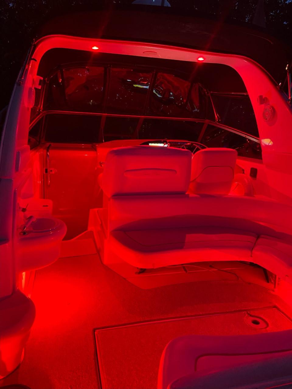 Sea Ray 31 - Red LED lights on Aft Deck