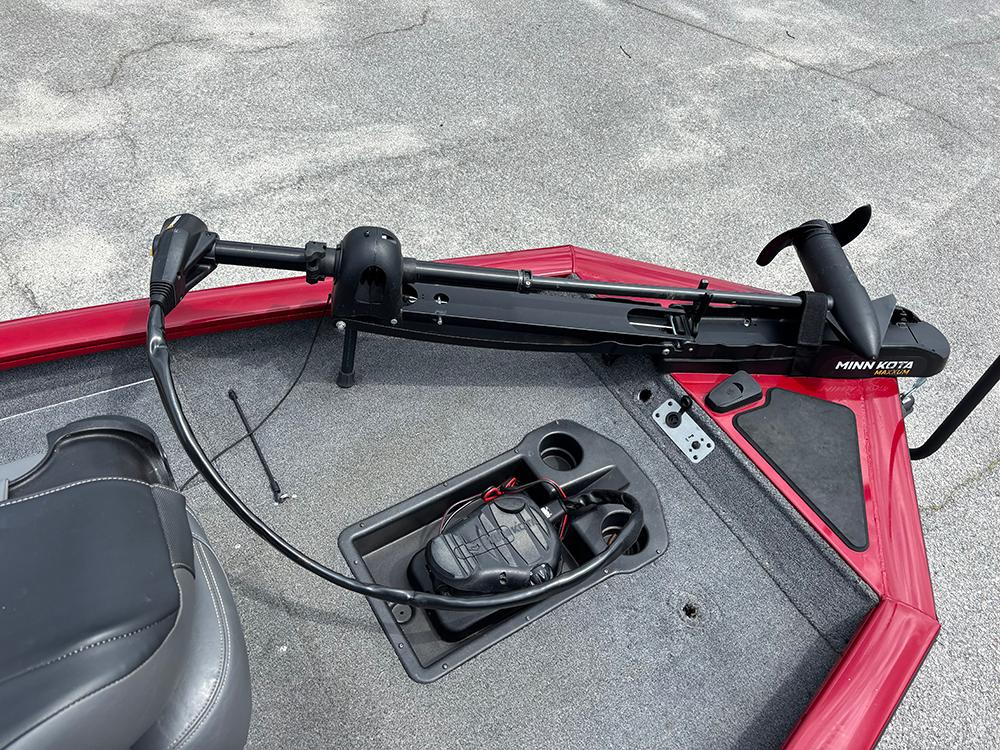 2024 Tracker Pro Team 190 TX boat with Minn Kota trolling motor on deck.