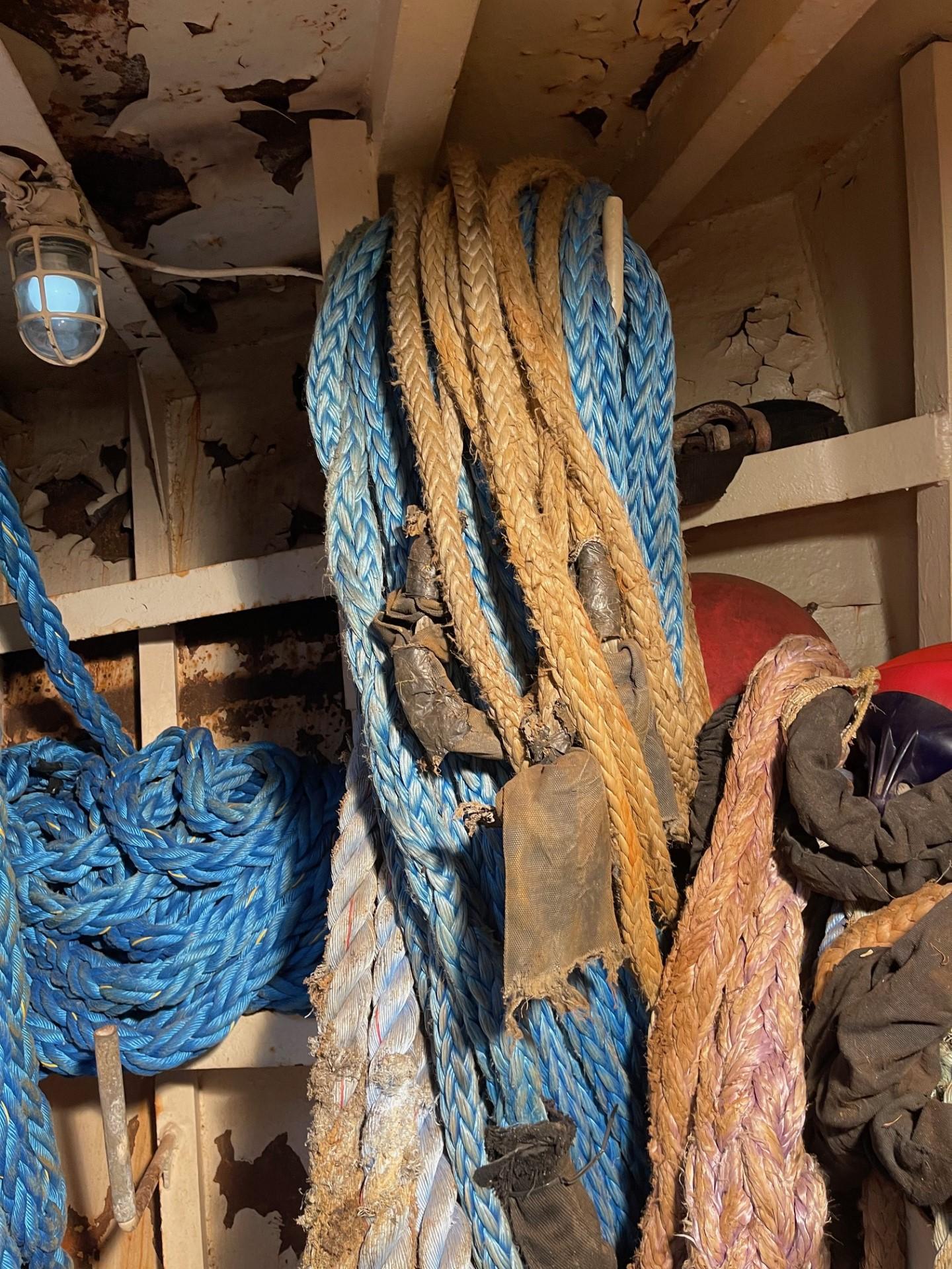 Commercial-Model Bow Tug 1961 -FL-US-Ropes and equipment inside a 1961 Commercial Model Bow Tug.-9787034 | Thumbnail