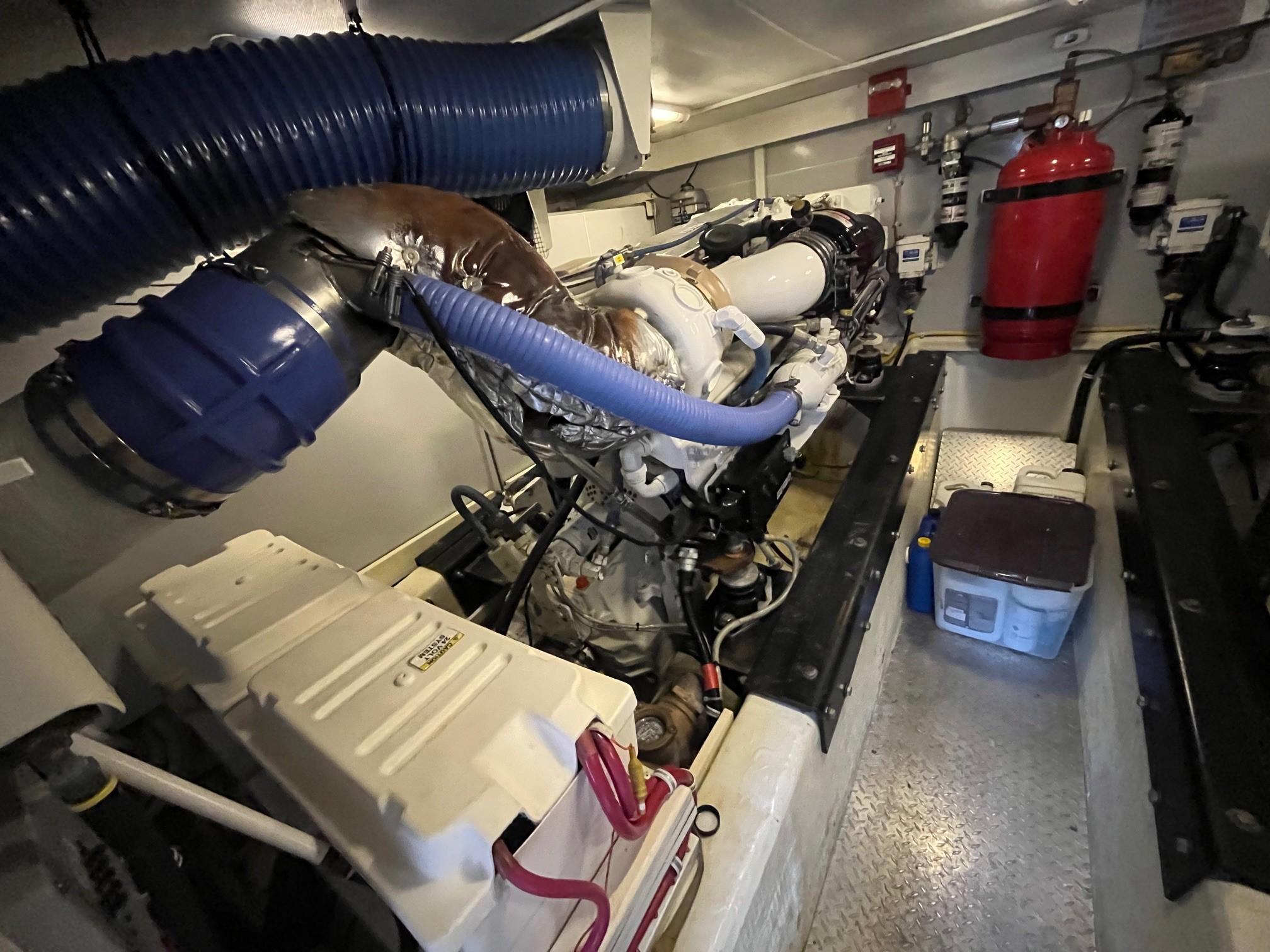 Marquis-59 2004 -IL-US-Engine room of a 2004 Marquis 59 yacht, featuring complex machinery and equipment.-9798156 | Thumbnail