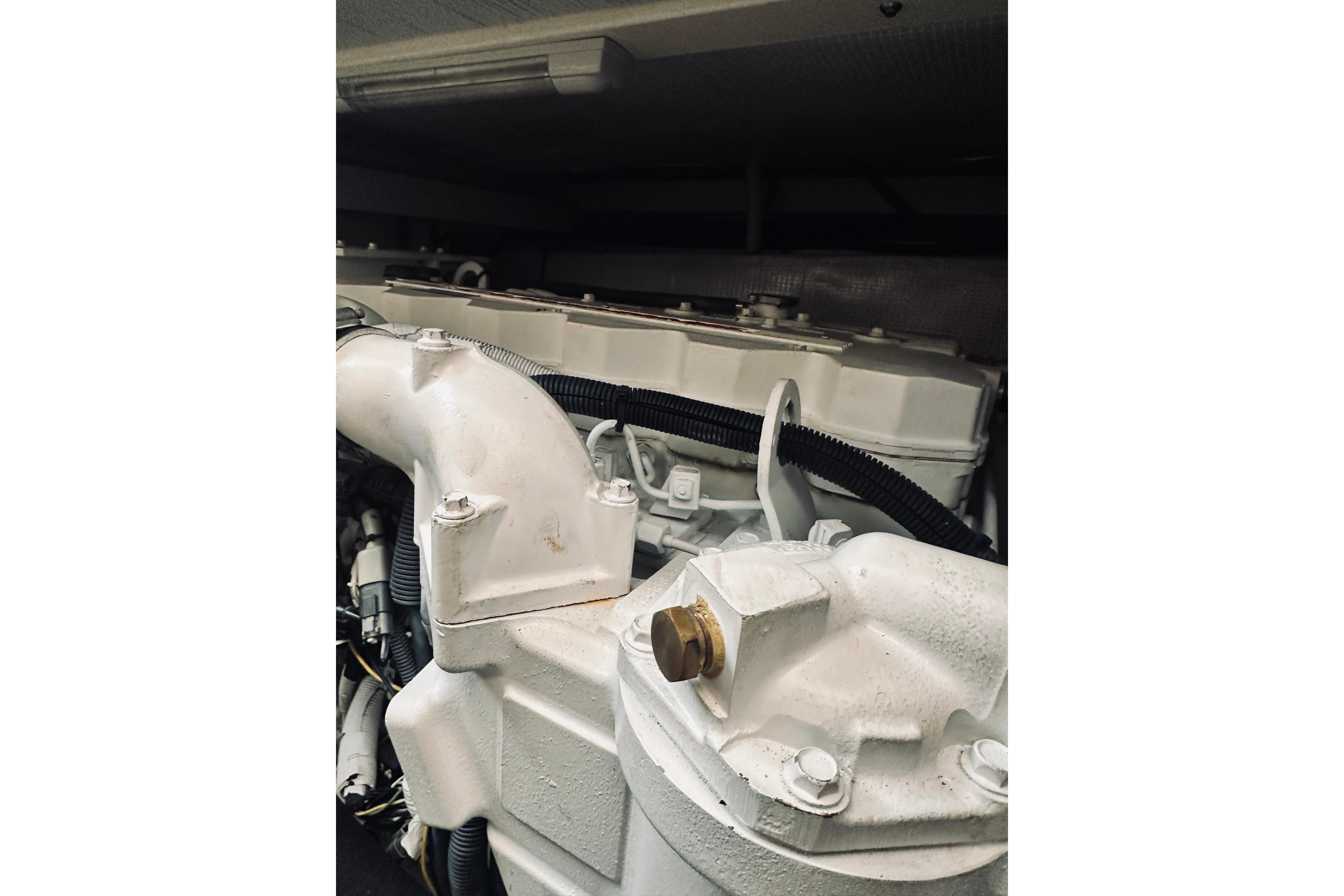 Engine compartment of 2008 Sabre 38 Hard Top Express boat.