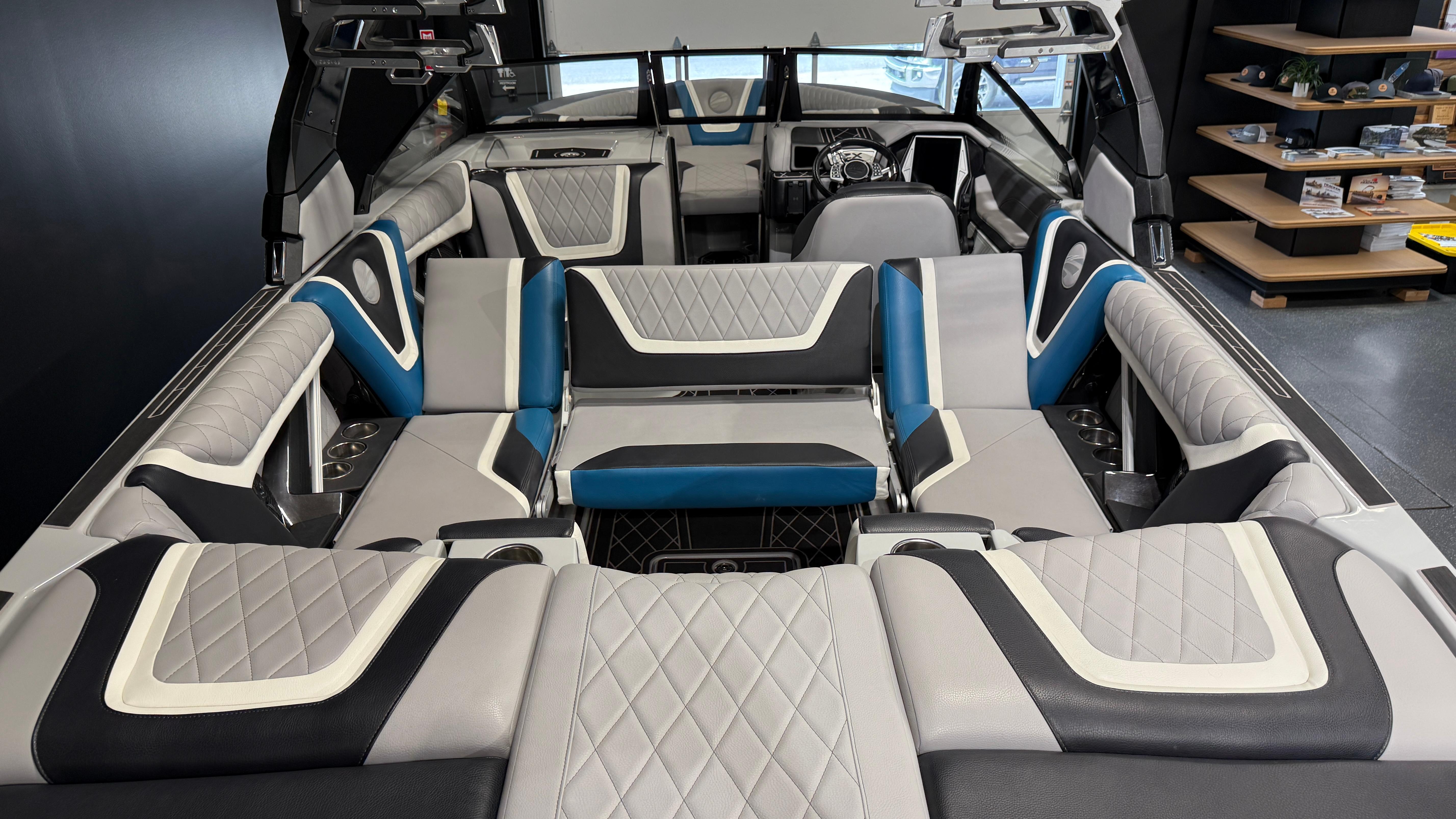 2022 Tigé 23ZX boat interior with luxurious seating and modern design.