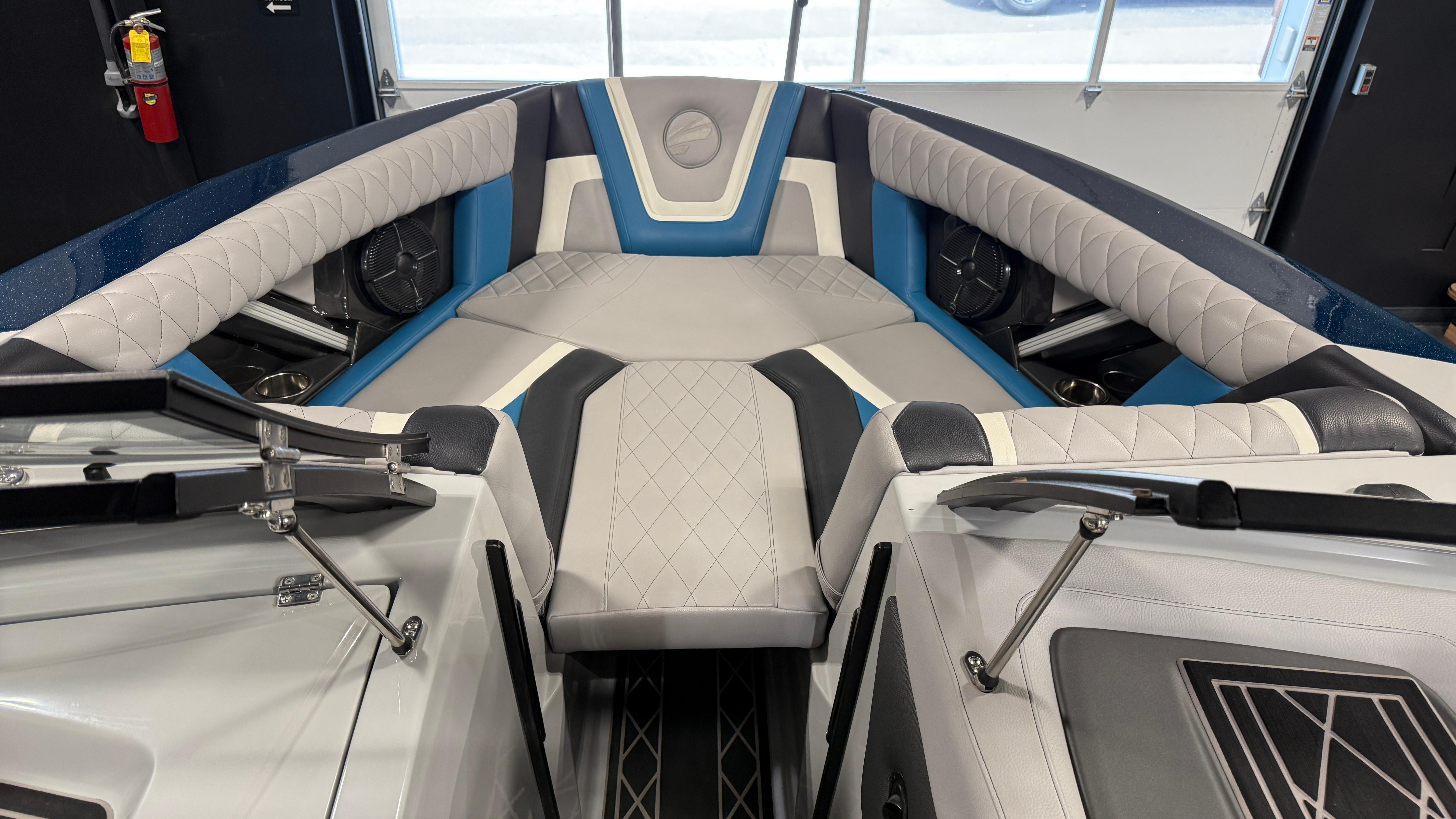 2022 Tigé 23ZX boat interior with luxurious seating and modern design.