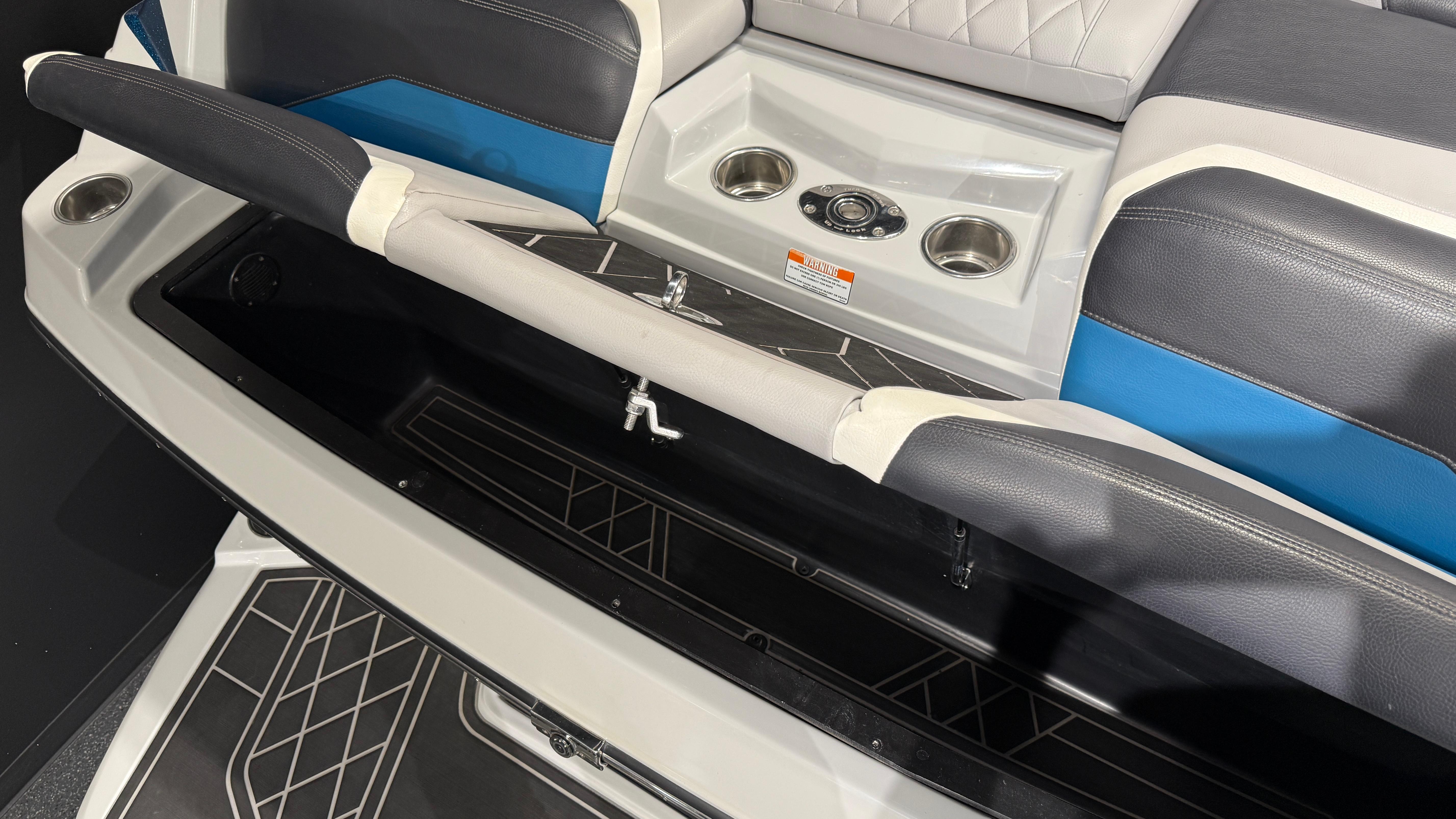 2022 Tigé 23ZX boat interior with seating and cup holders.