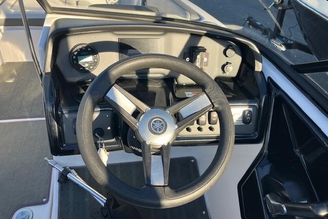 2023 Yamaha Boats AR190 steering wheel and dashboard controls.