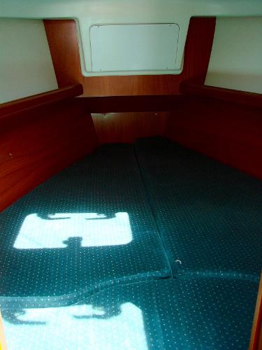 Interior of a 2001 Beneteau 331 yacht cabin.