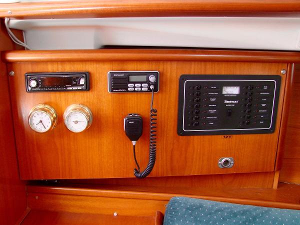 Interior view of 2001 Beneteau 331 yacht control panel.