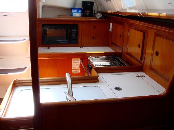 Interior of Beneteau 331 yacht kitchen, year 2001.