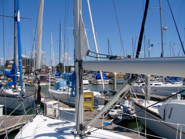Sailboats in marina, Beneteau 331, year 2001.