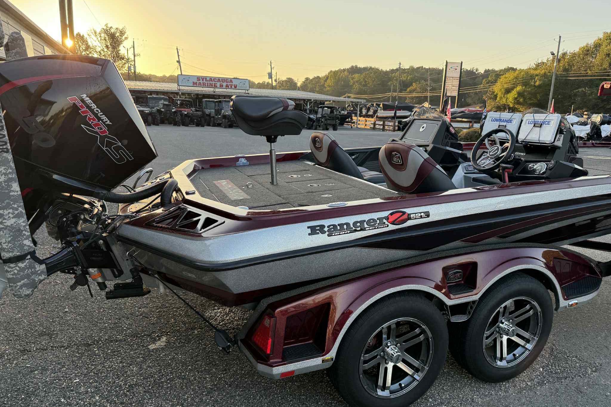 2018 Ranger Z520L boat with Mercury Pro XS engine at a dealership.