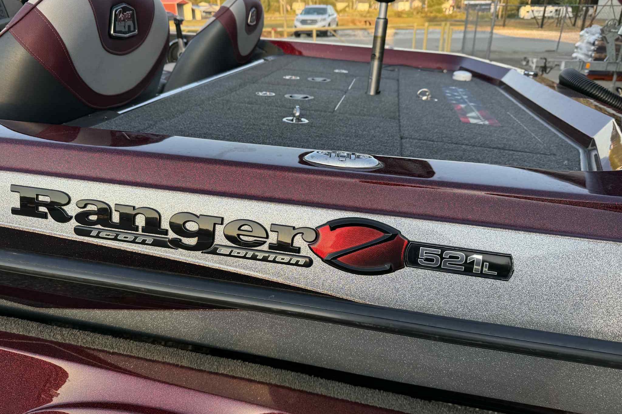 2018 Ranger Z520L boat, maroon and silver, with 